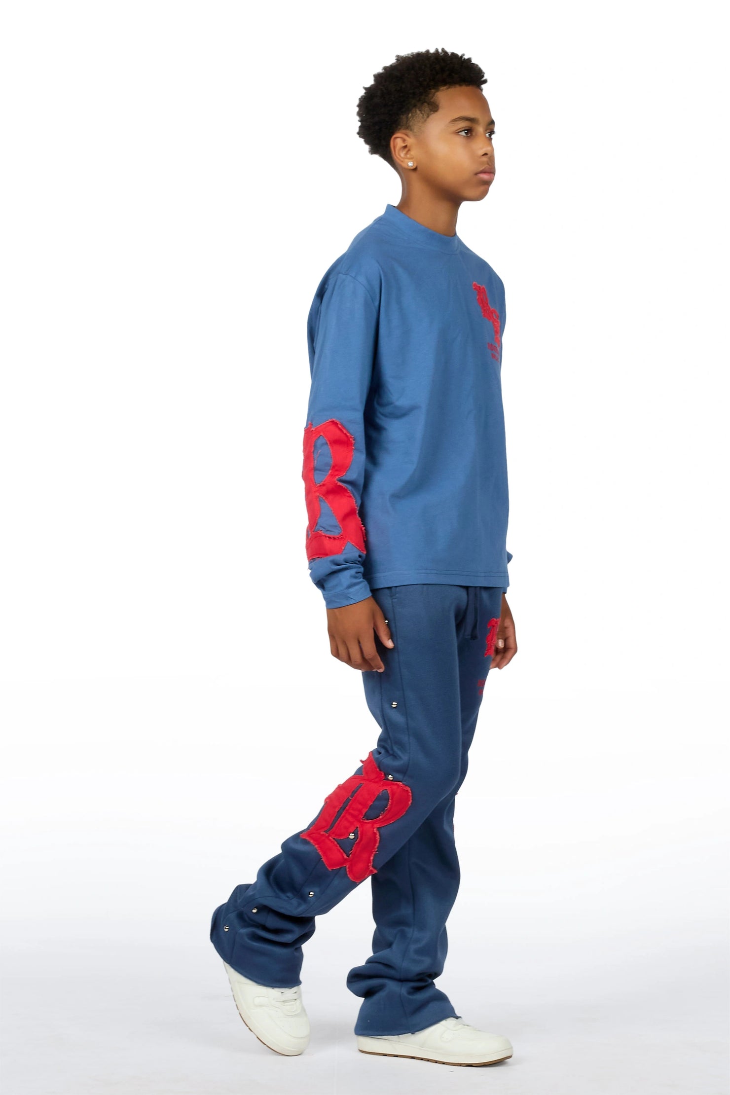 Boys Shire Navy/Red Long Sleeve Stacked Track Set