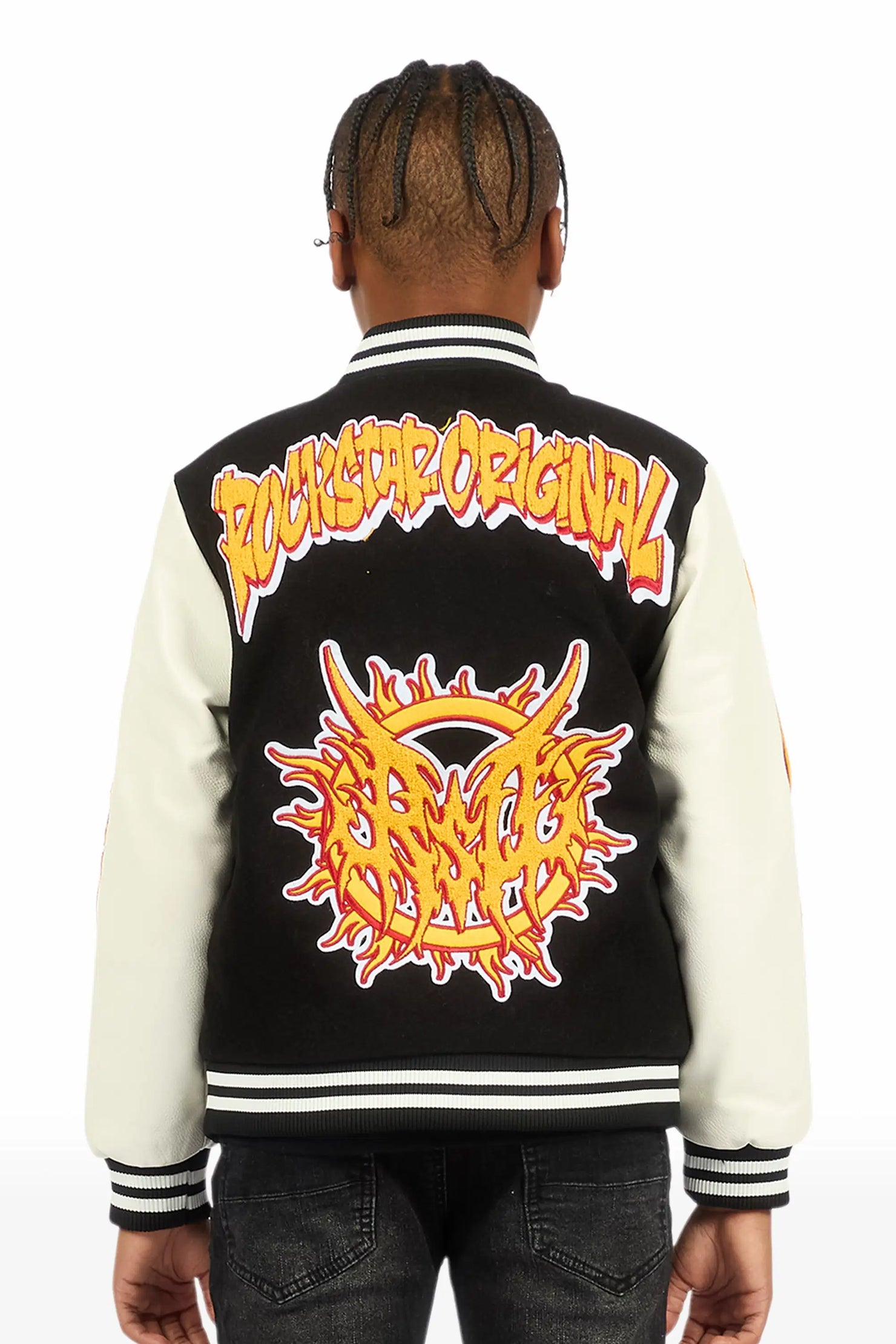 Boys Fio 2.0 Black/White Varsity Jacket