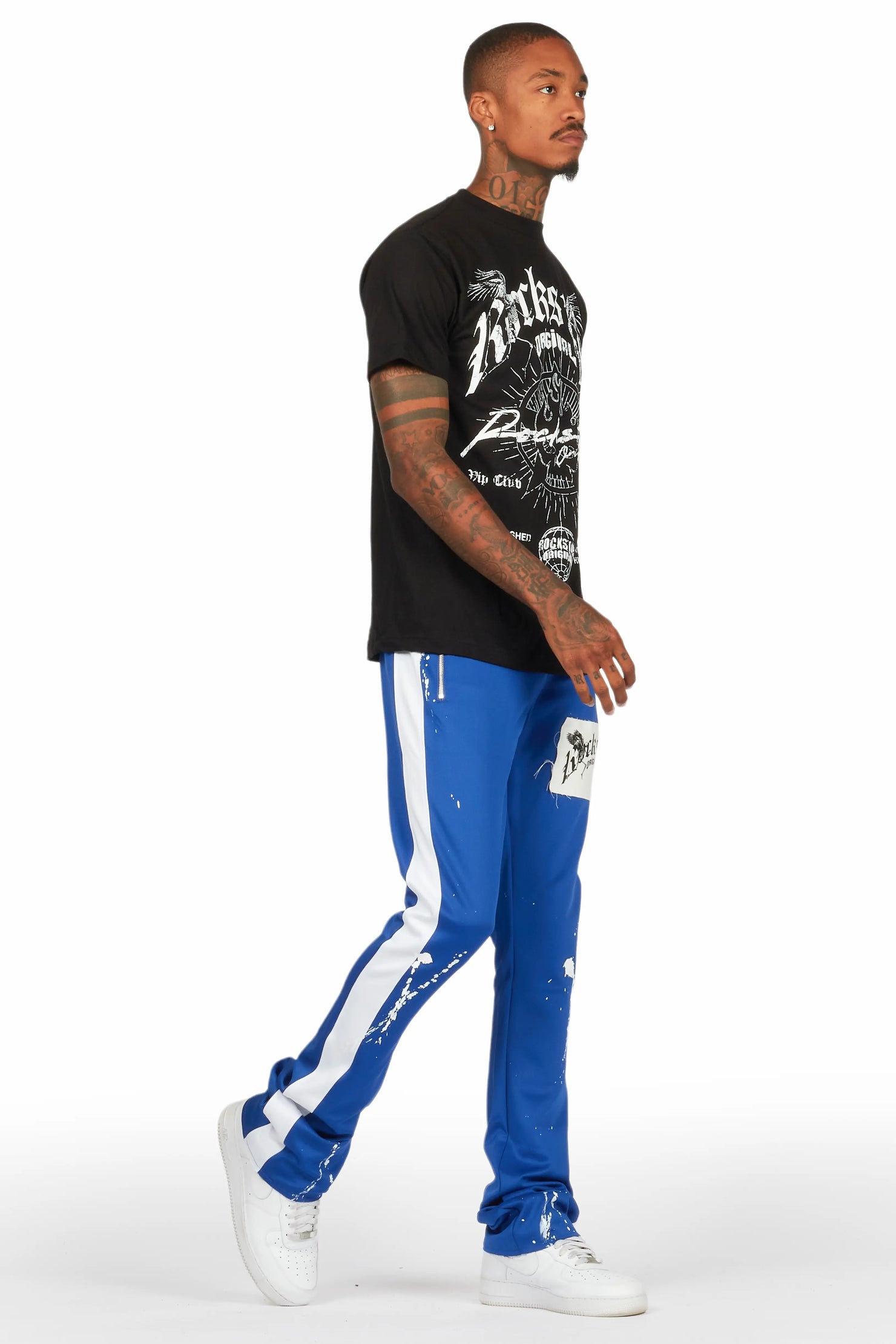 Tally Black/Royal T-Shirt/Stacked Flare Track Set