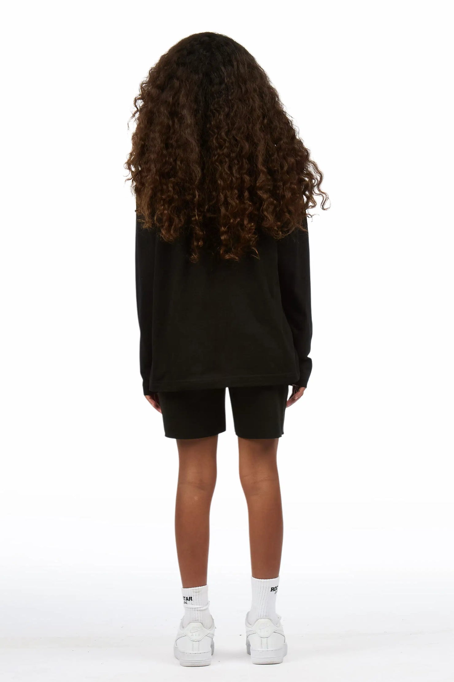 Girls Mikassa 2.0 Black/White L/S T-Shirt Short Set