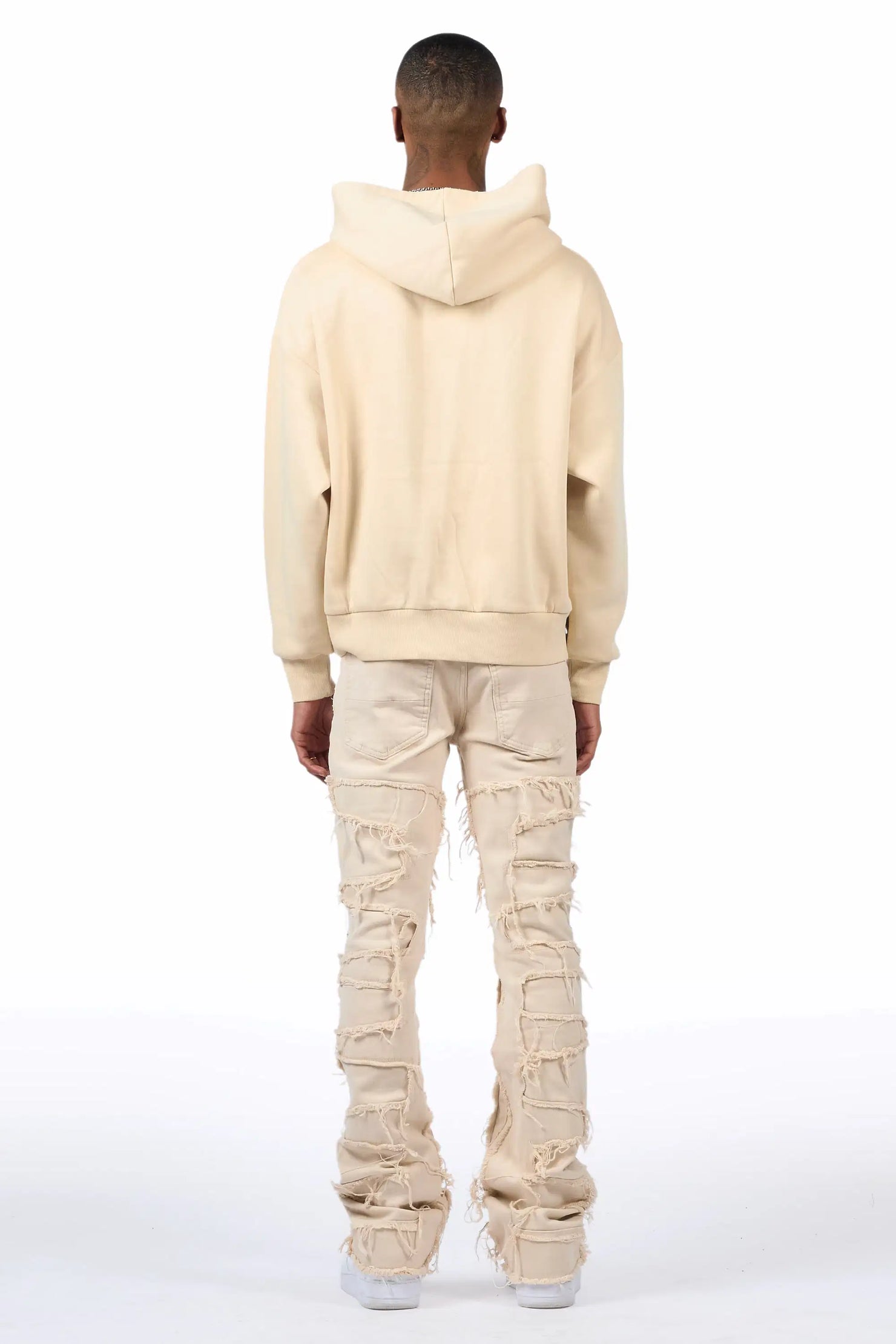 Saxon Beige/Beige Hoodie/Stacked Flare Jean Set