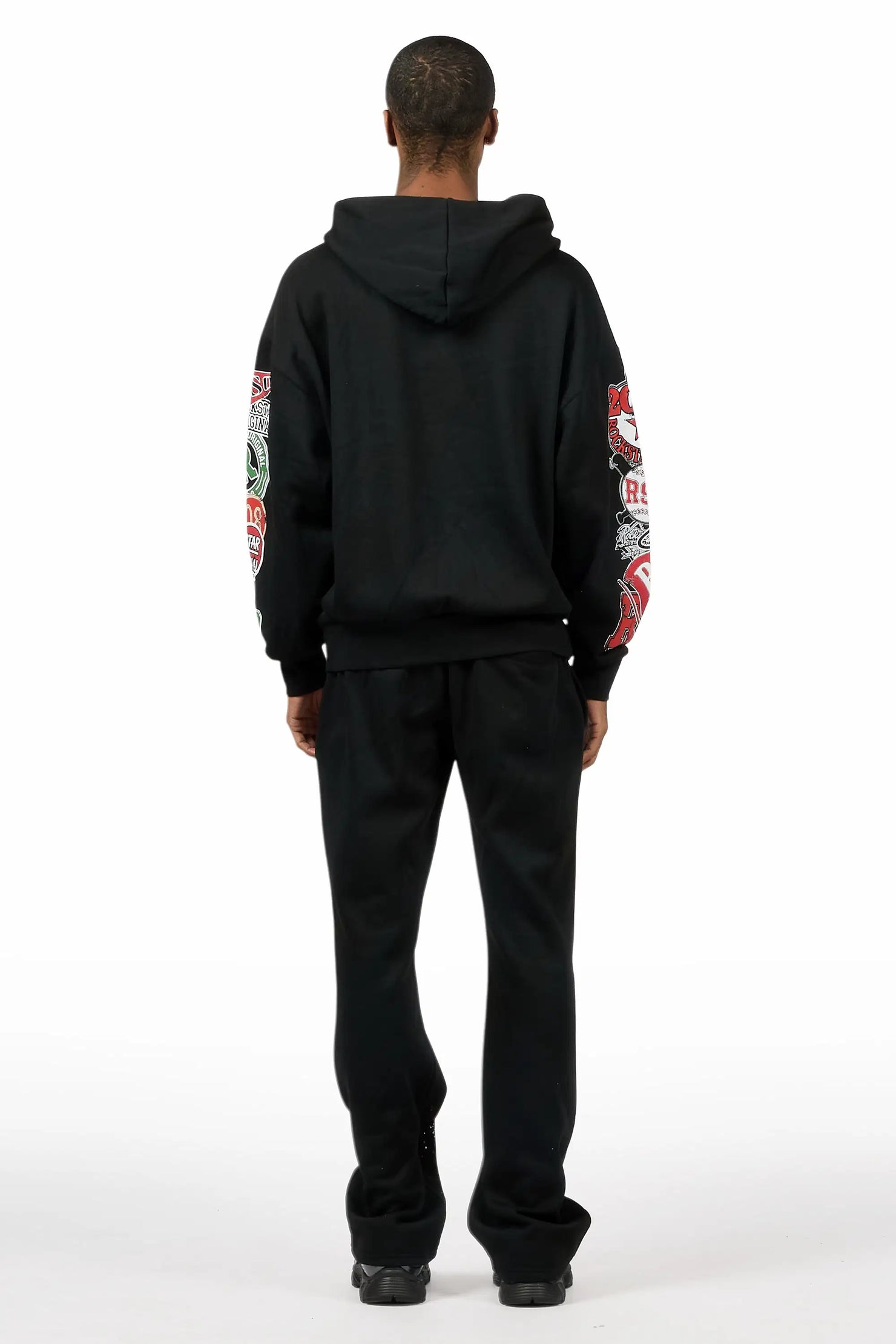 Syrix Black Hoodie Relaxed Track Set