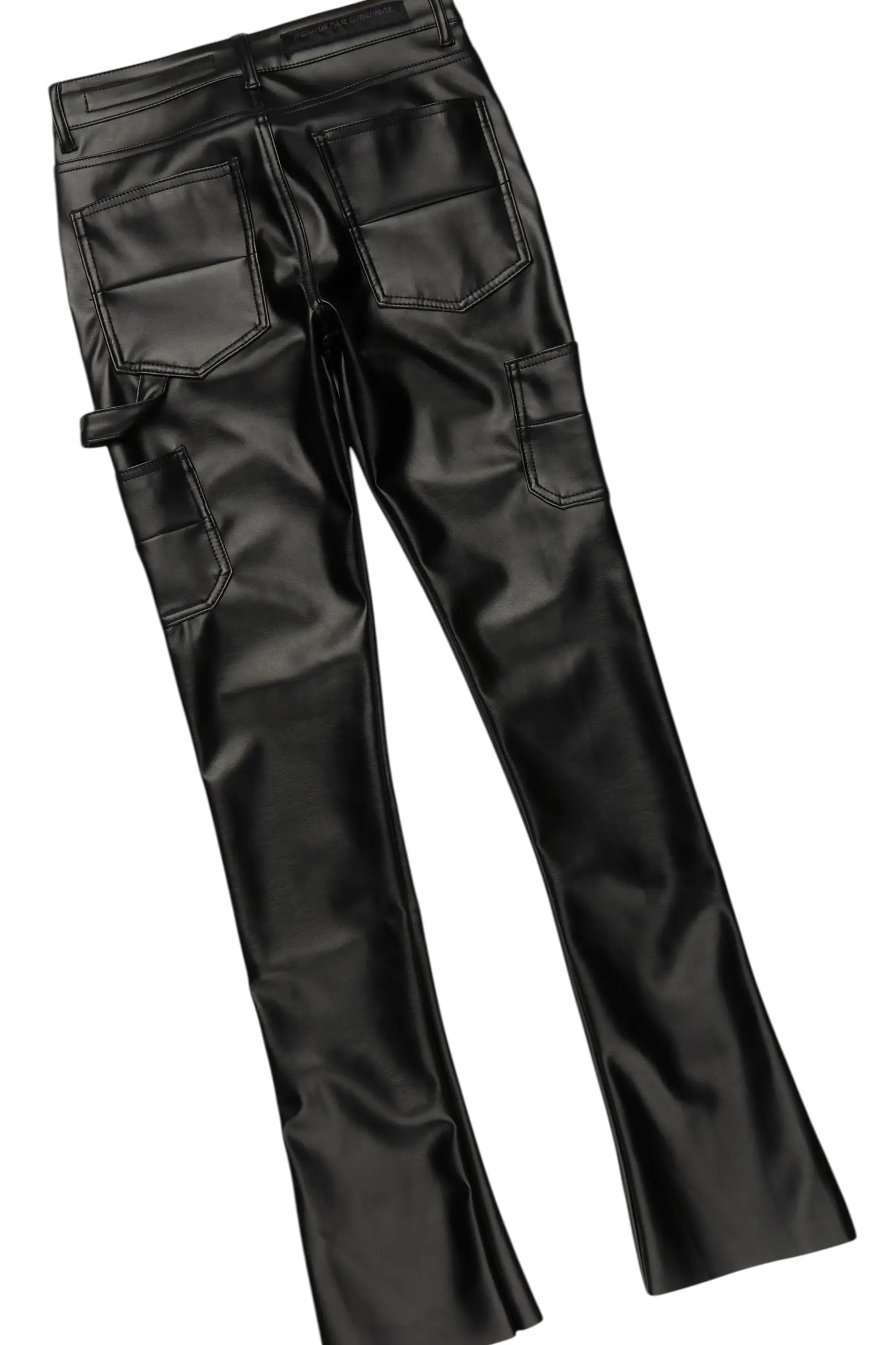 Fields Black Long Sleeve T-Shirt & Quatz Stacked Flare PU Jean Bundle