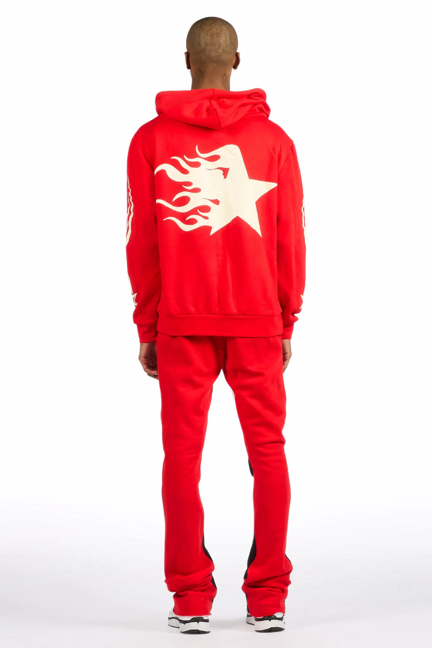 Pluton Red/Cream Hoodie/Stacked Flare Track Set
