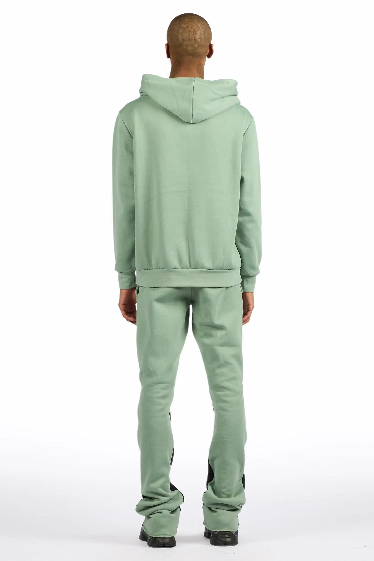 Basic Sage/Black Hoodie/Stacked Flare Track Set