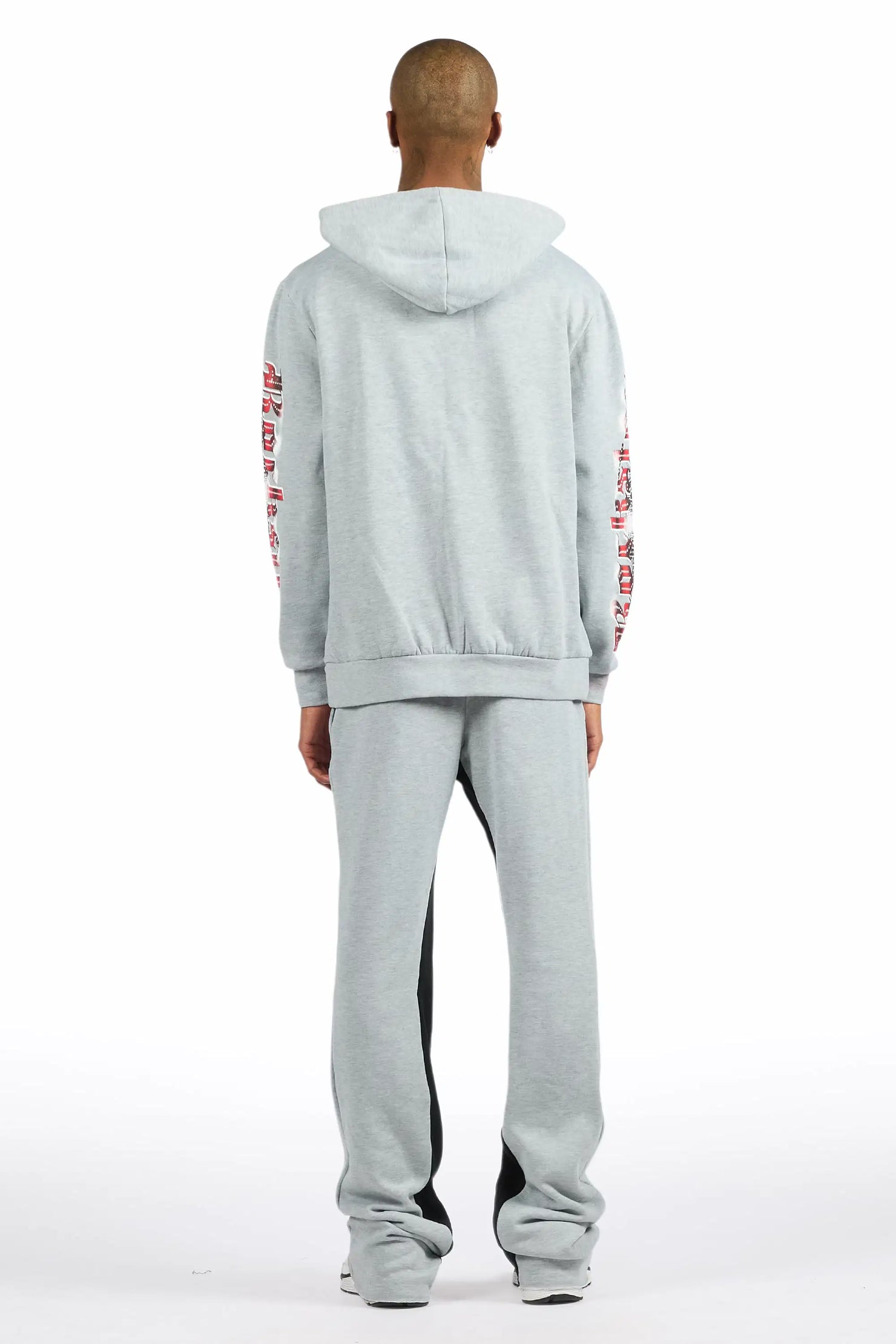 Rodgers Heather Grey/Black Hoodie/Baggy Stacked Track Pant Set