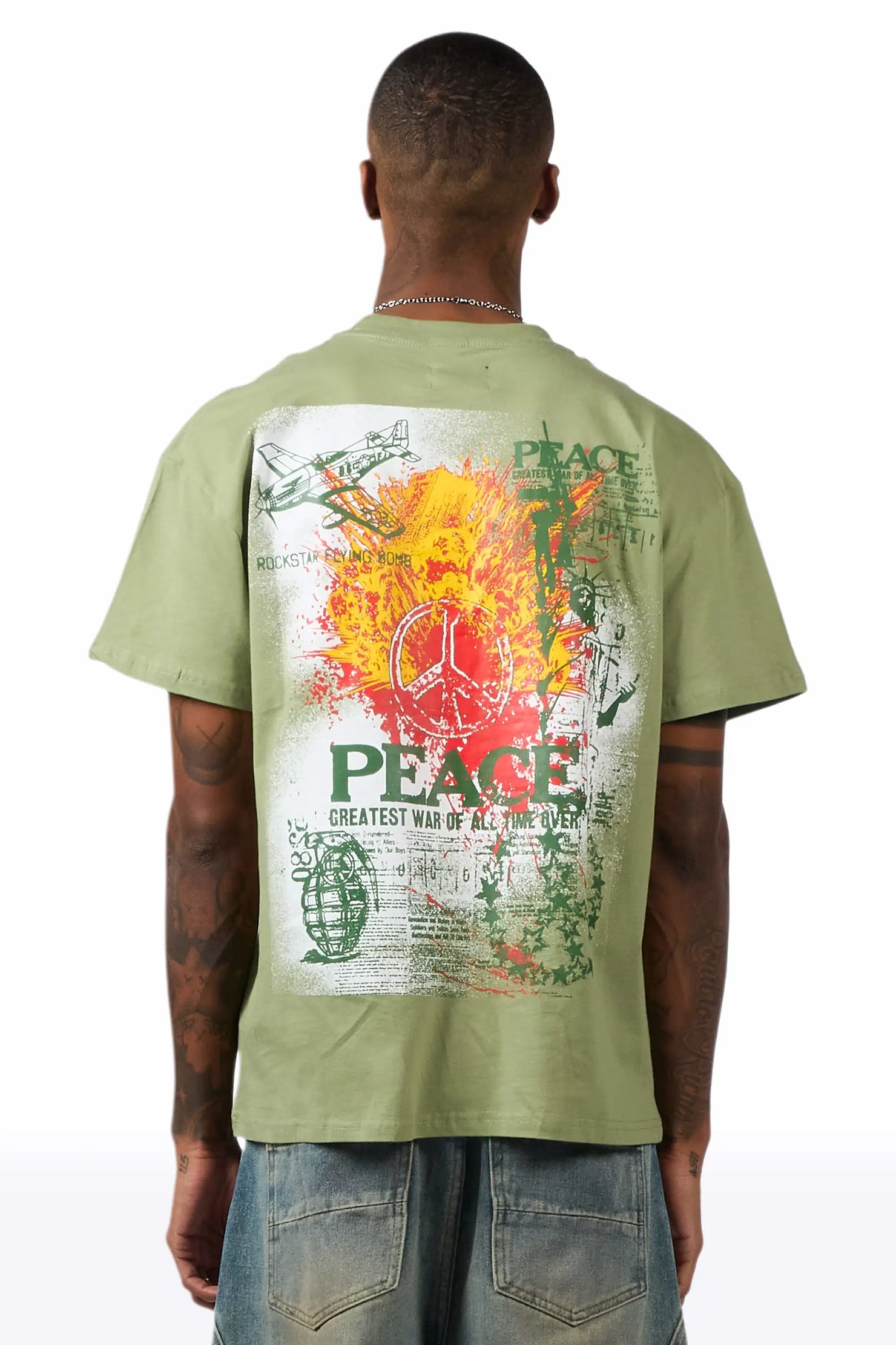 Saeko Olive Oversized Graphic T-Shirt