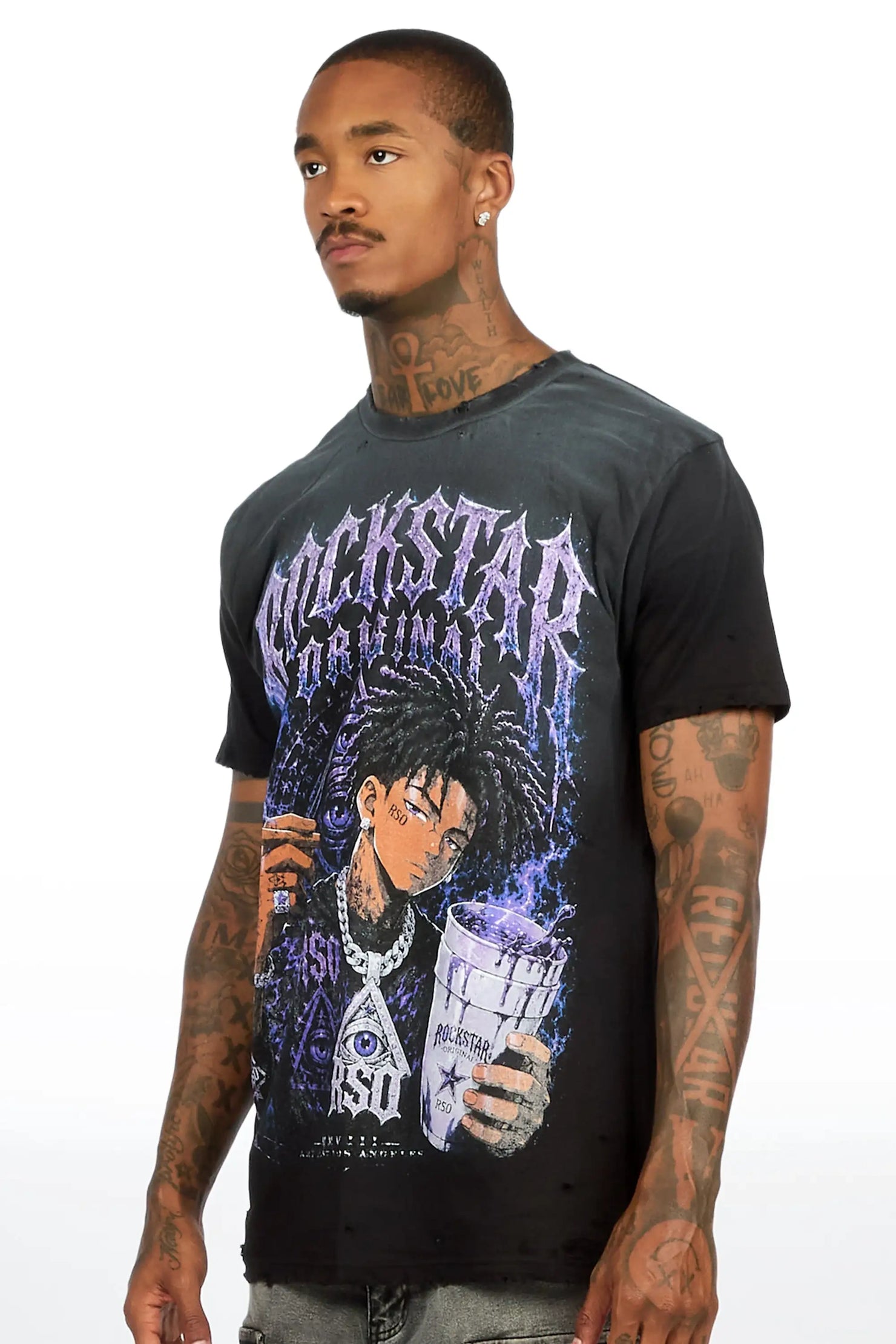 Vexler Black Oversized Graphic T-Shirt