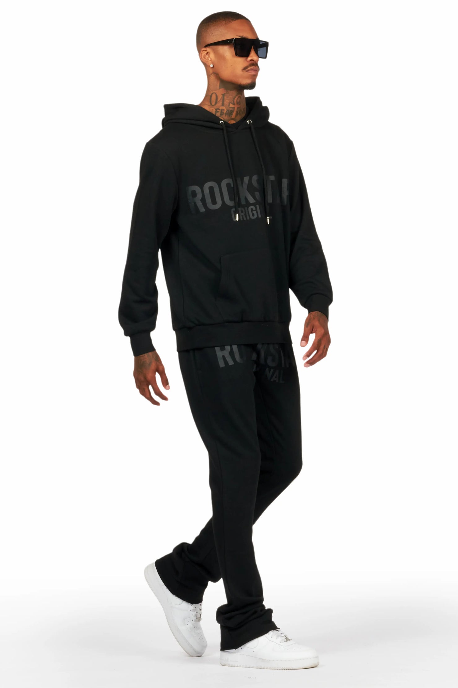 Evan Black Stacked Flare Track Set