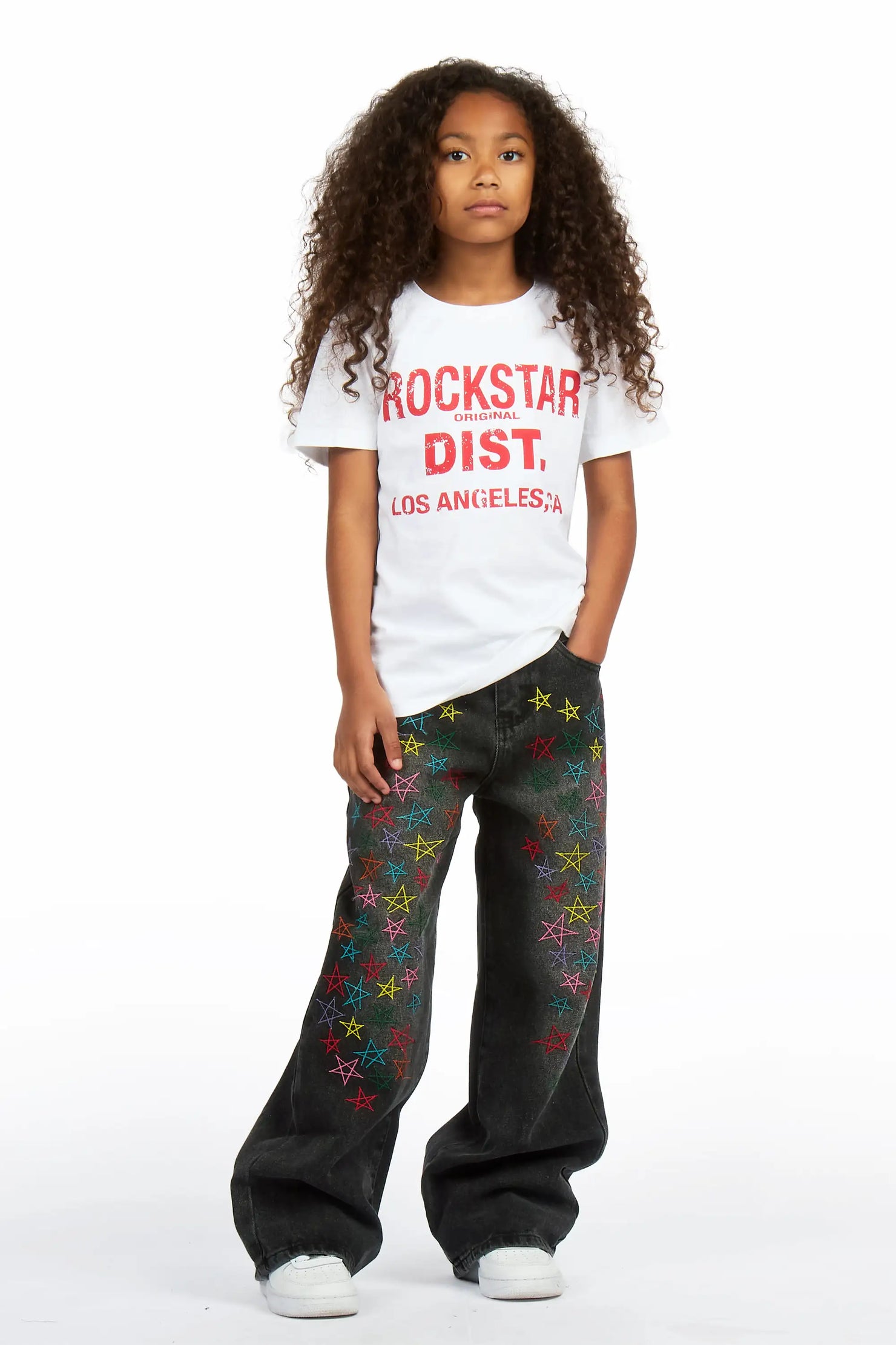 Girls Levie Washed Black Baggy Fit Jean