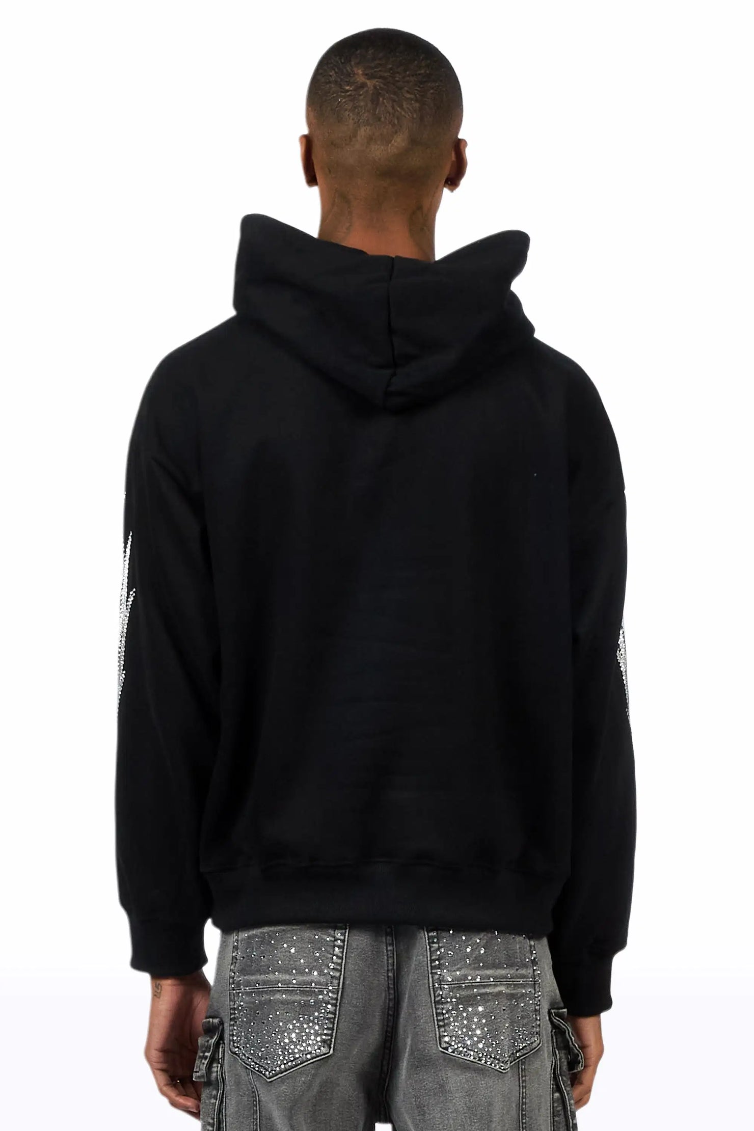 Jager Black Rhinestone Oversized Hoodie