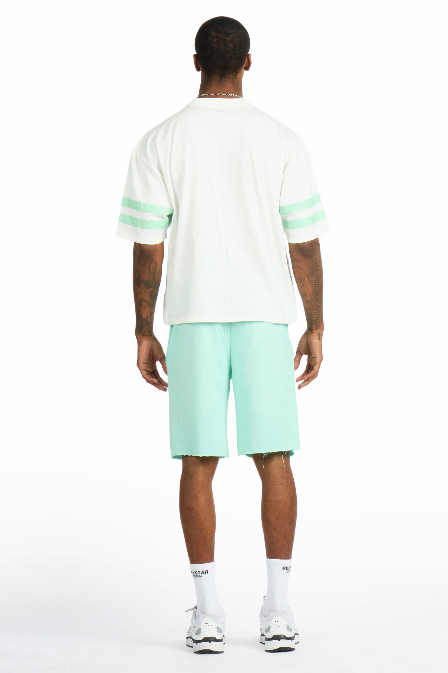 Alik White/Mint Crop Boxy Tee Short Set