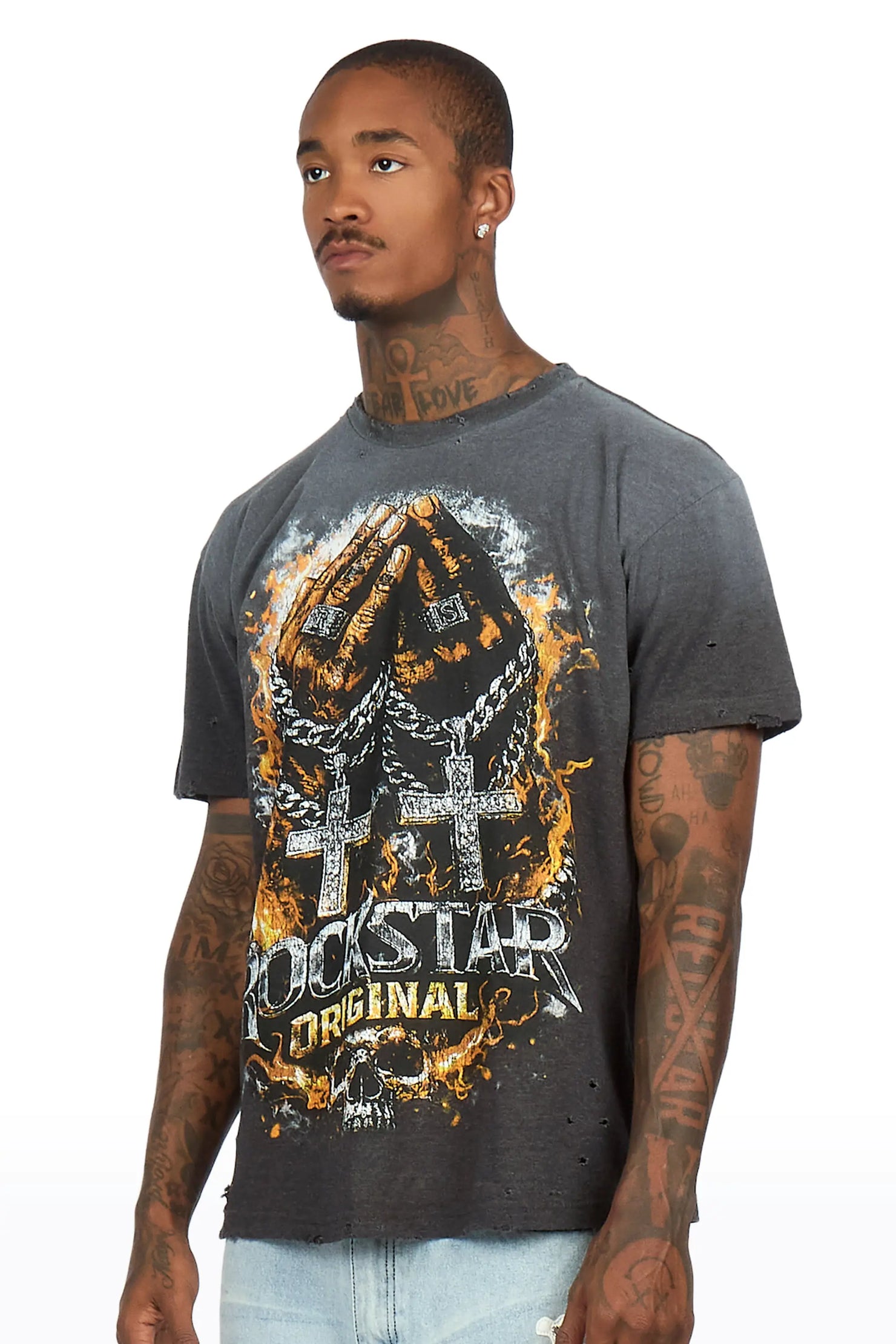Rhon Charcoal Oversized Graphic T-Shirt
