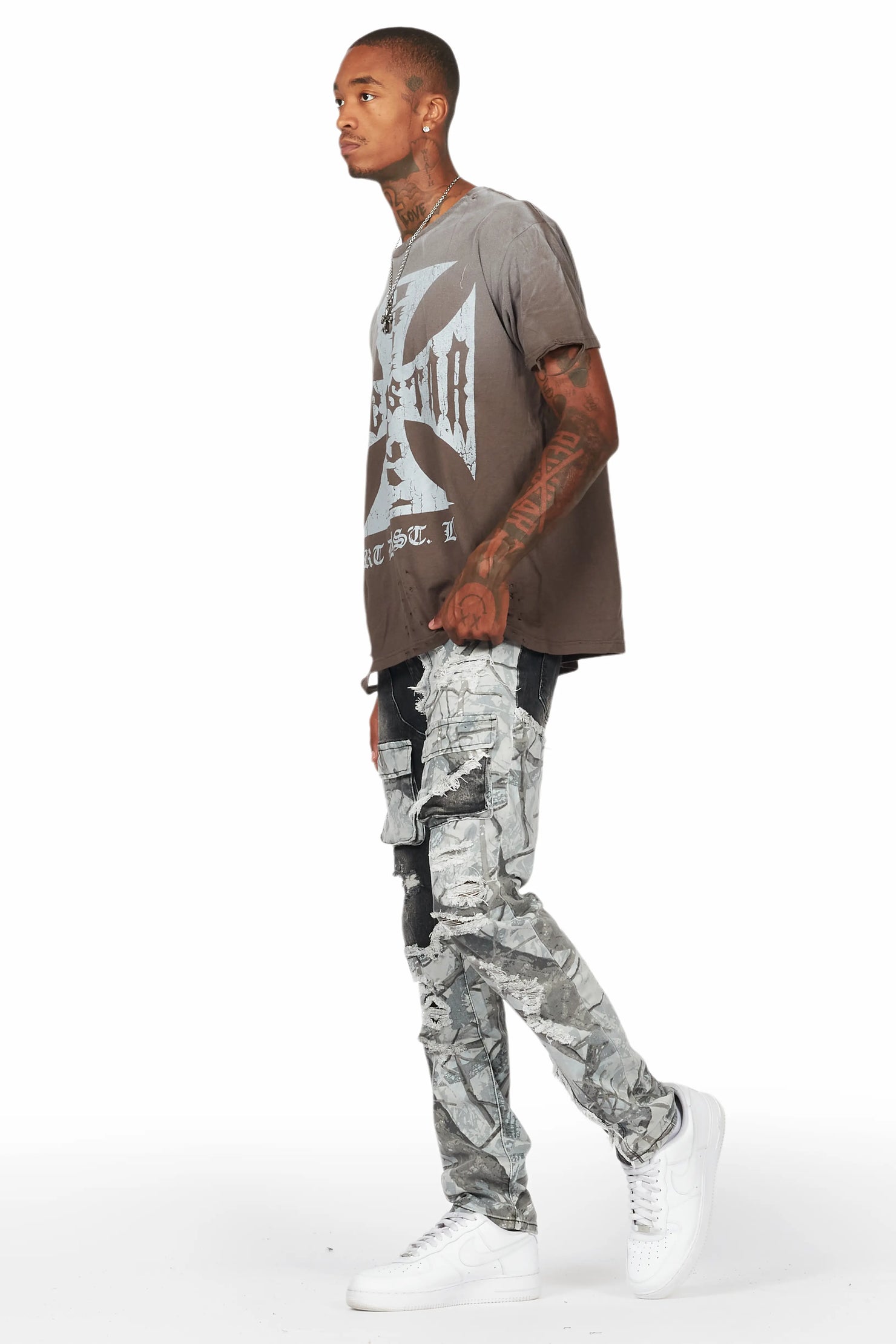 Hanse Dark Grey Slim Fit Cargo Jean