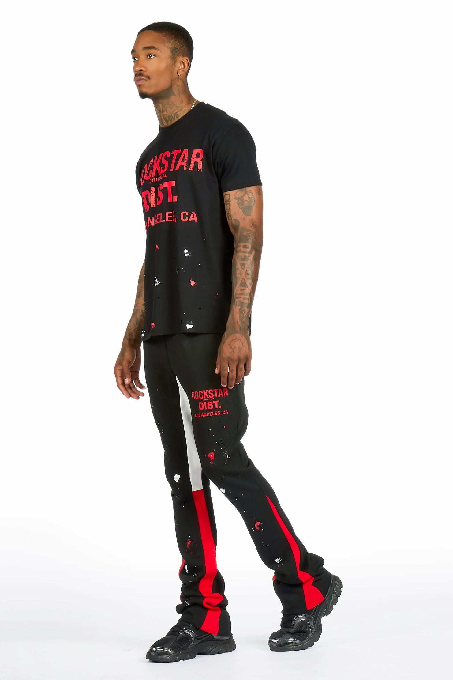 Scottie Black/Black T-Shirt/Stacked Flare Track Pant Set