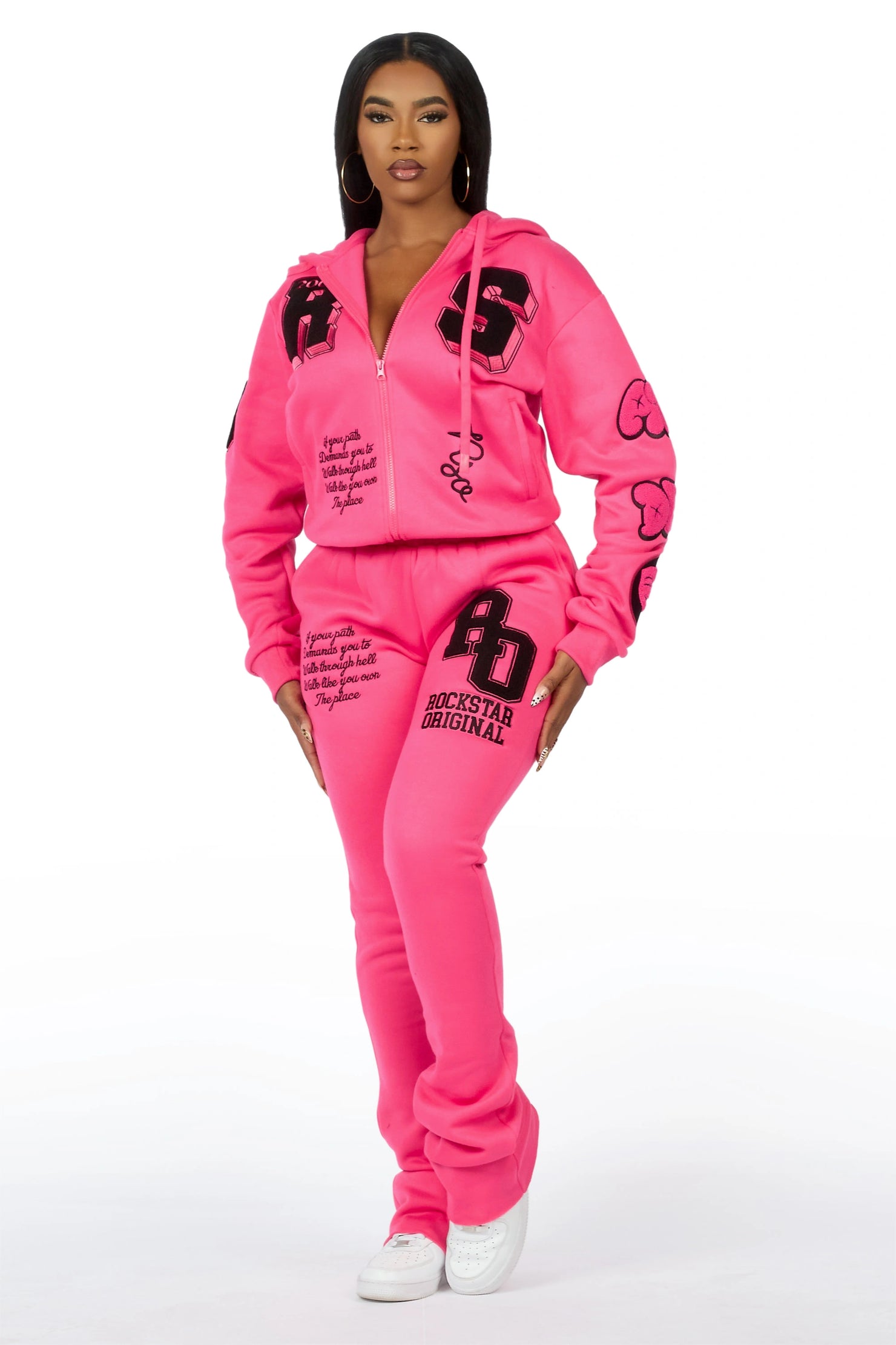 Leslee Pink/Black Super Stacked Track Set