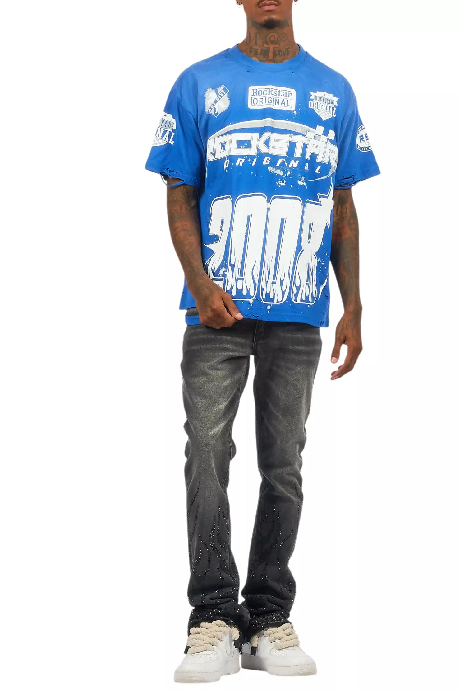 Amos Royal Blue/White Graphic T-Shirt