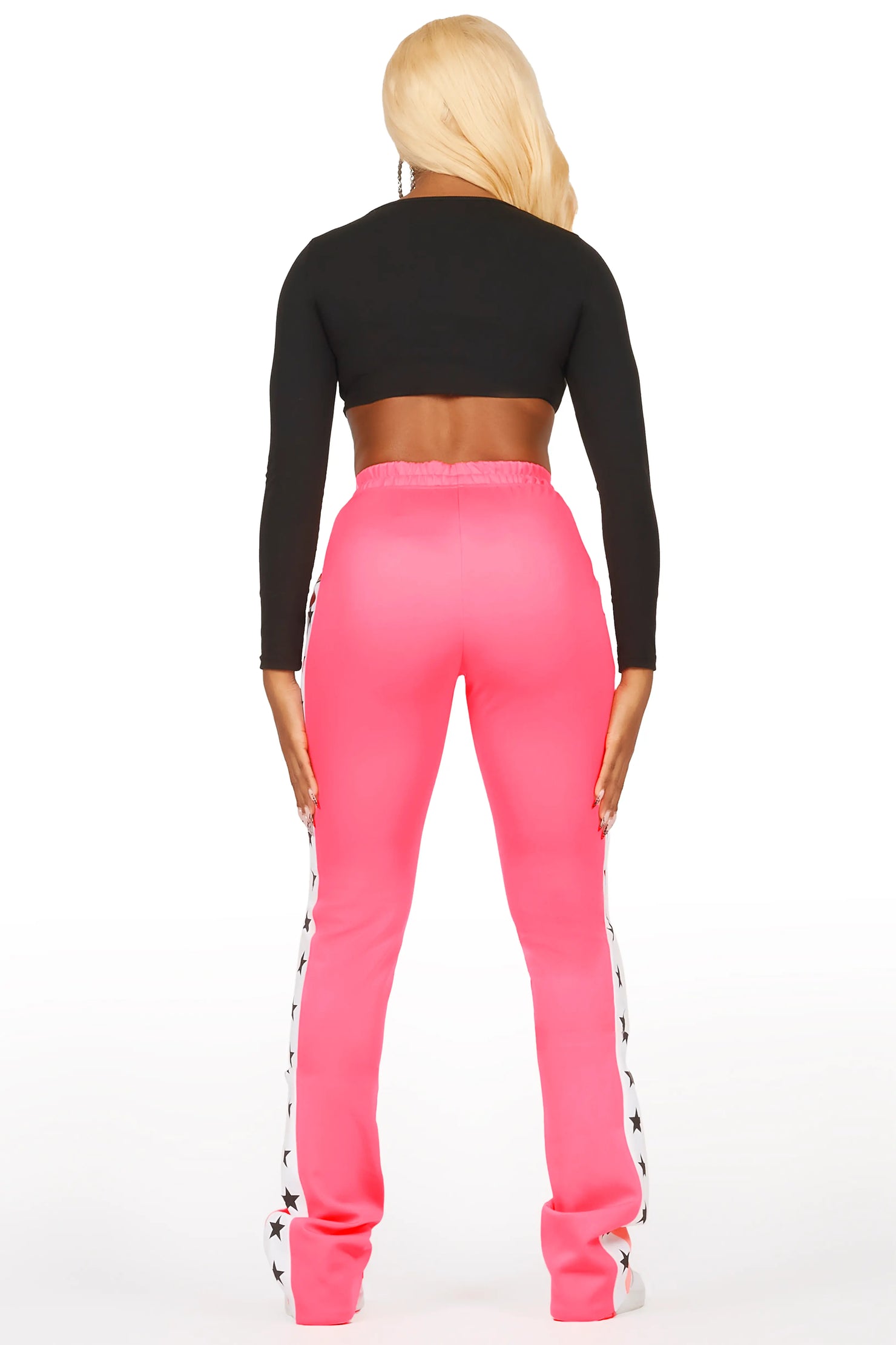 Kevona Neon Pink Super Stacked Track Pant