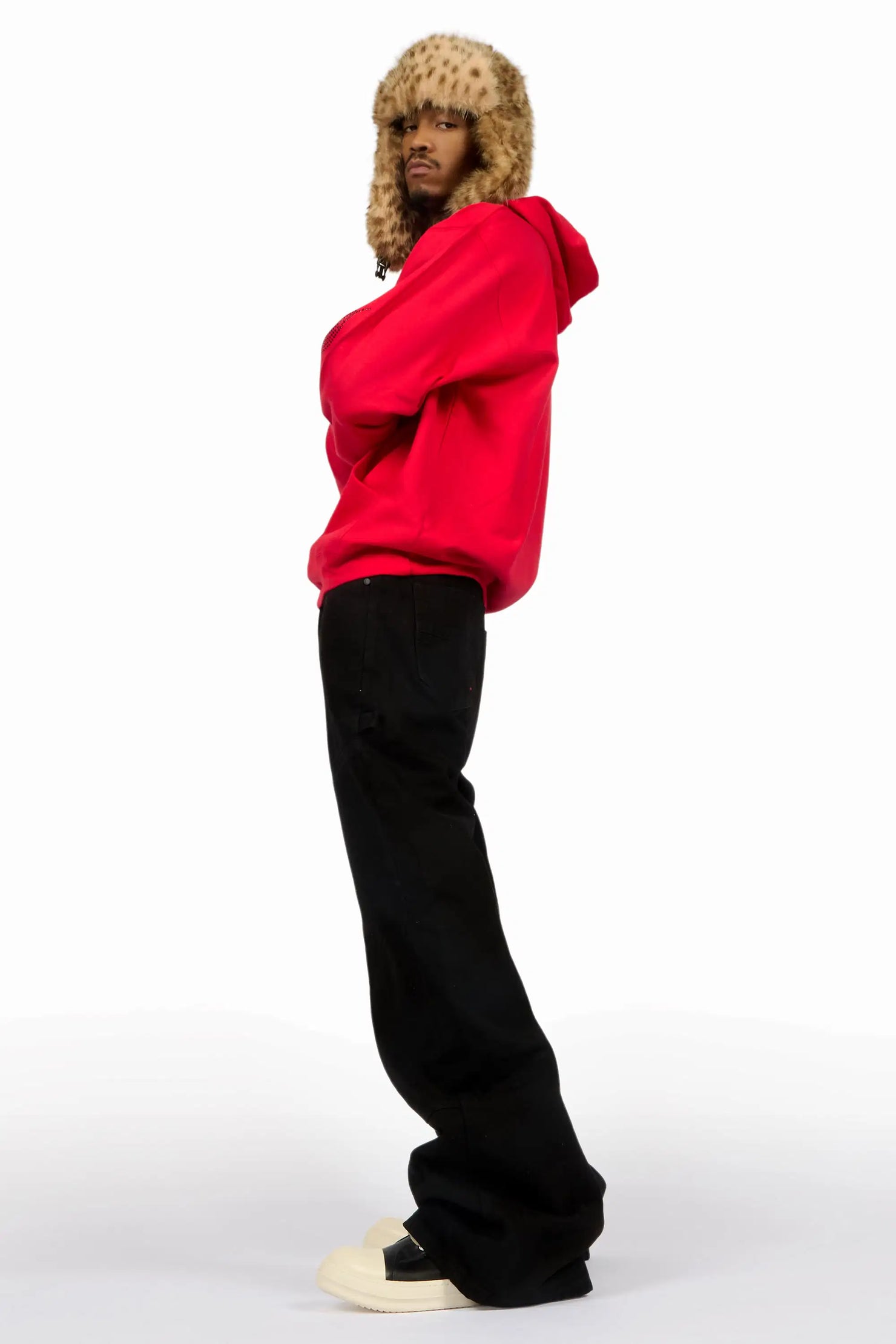Merek Red/Black Rhinestone Graphic Hoodie