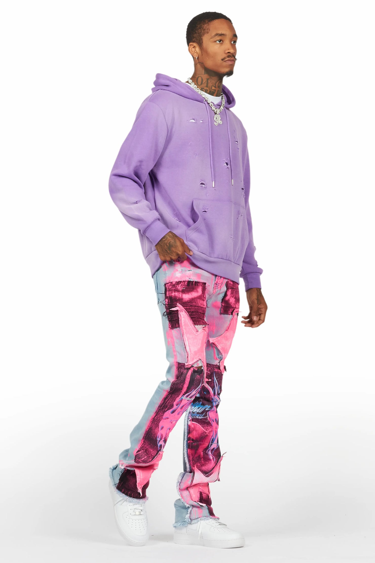 Baki Purple Distressed Hoodie
