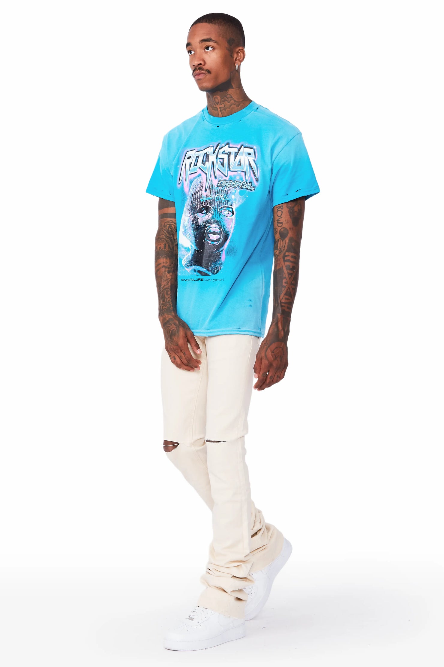 Faith Beige Super Stacked Flare Jean