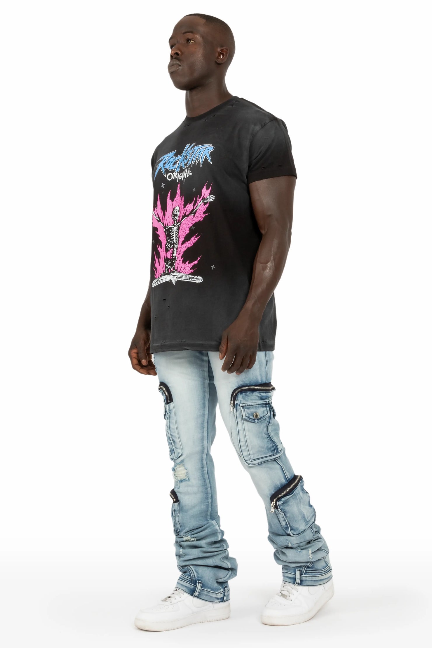 Shane Light Blue Super Stacked Flare Jean