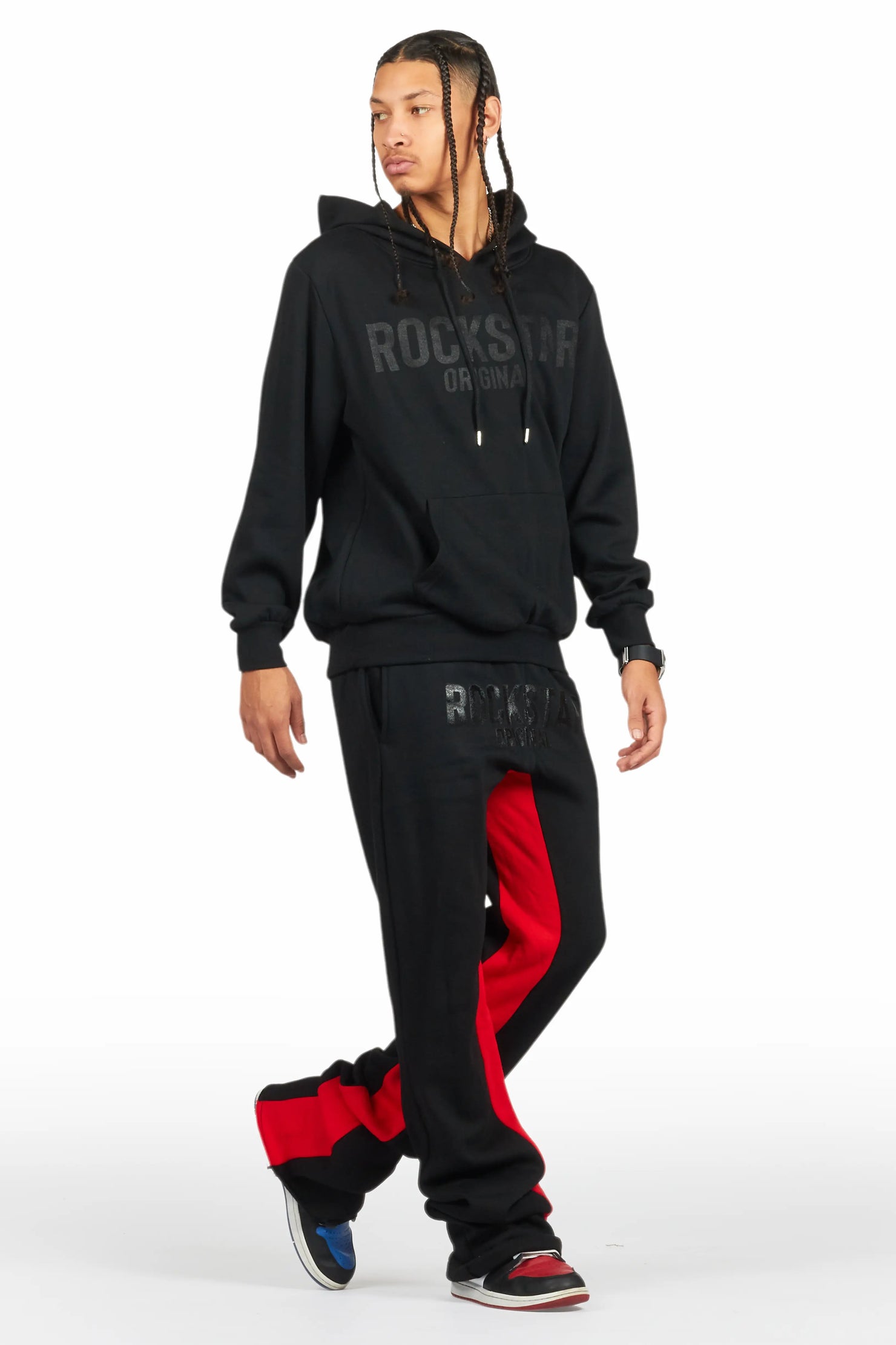 Sana Black Hoodie/Baggy Track Pant Set