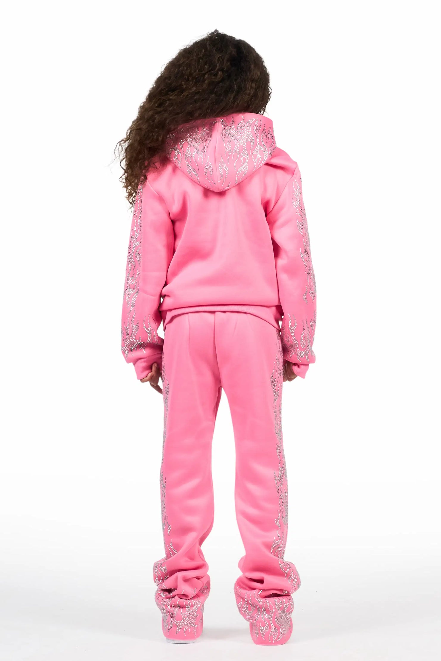 Girls Alaena 2.0 Pink Rhinestone Stacked Track Set