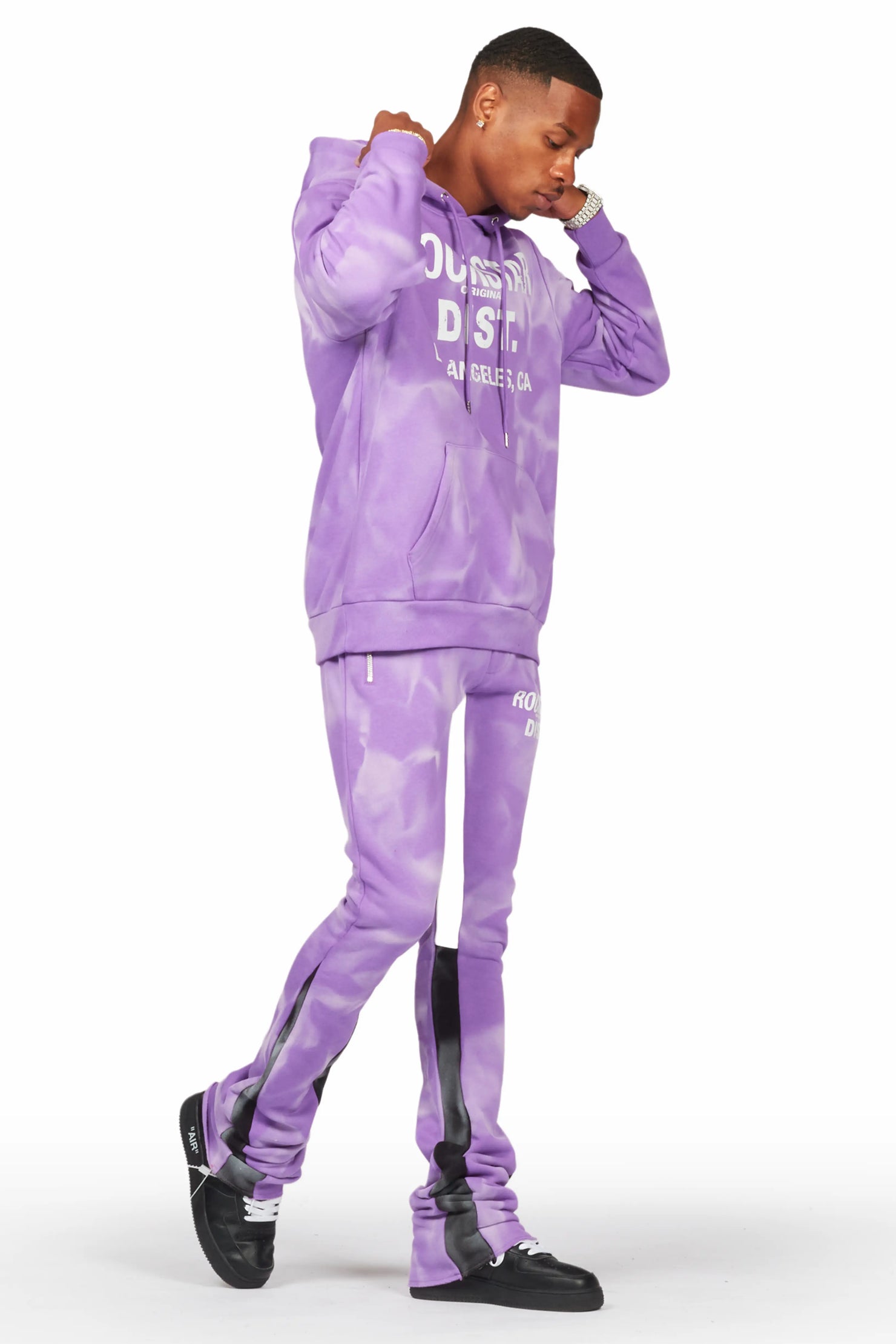 Nelly Purple Hoodie Stacked Flare Track Set