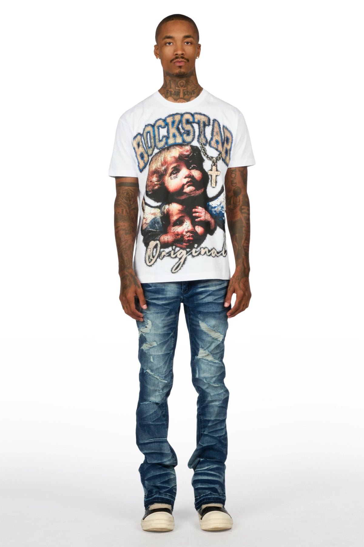 Denning Dark Blue Stacked Jean
