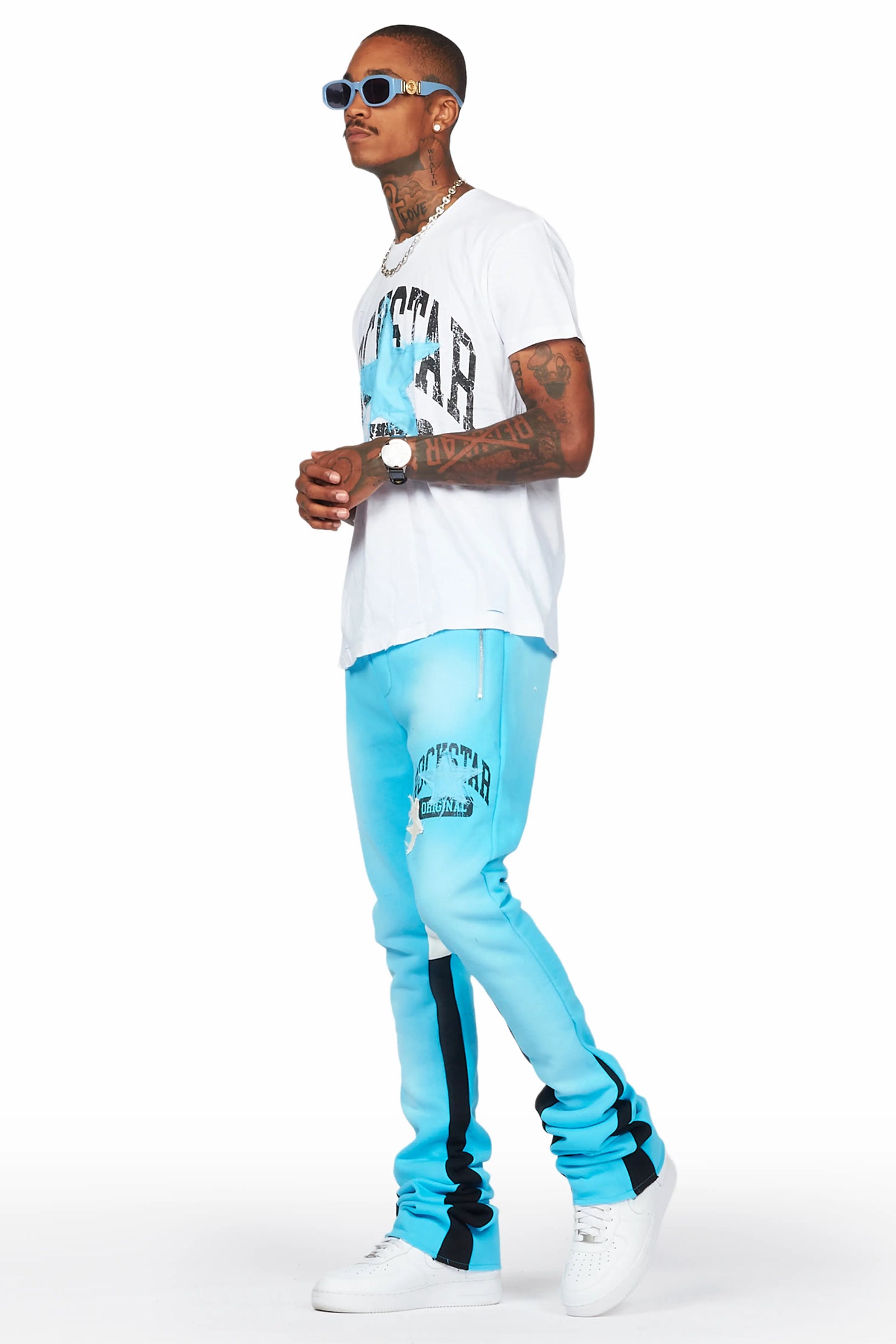 Mallor White/Blue T-Shirt/Super Stacked Track Set