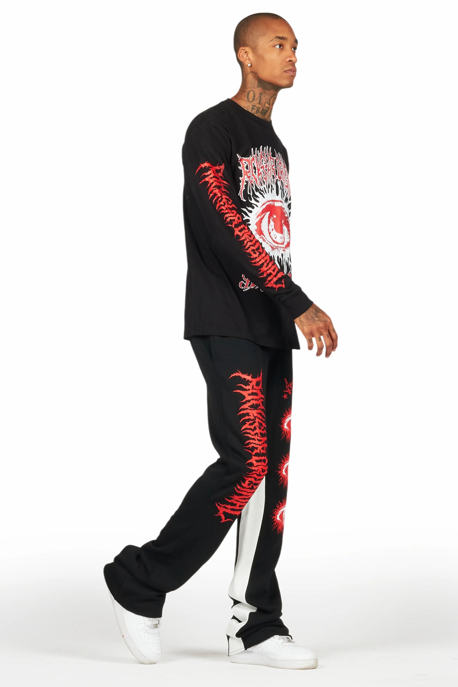 All Seeing Eyes Black/Red Long Sleeve T-Shirt/Baggy Pant Set
