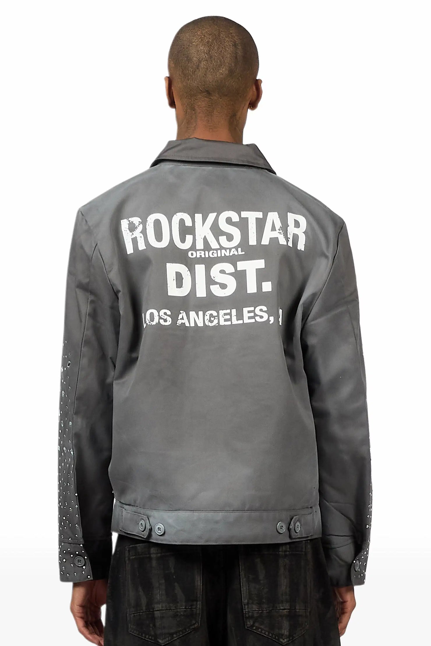 Traval Dark Grey Rhinestone Workman Jacket