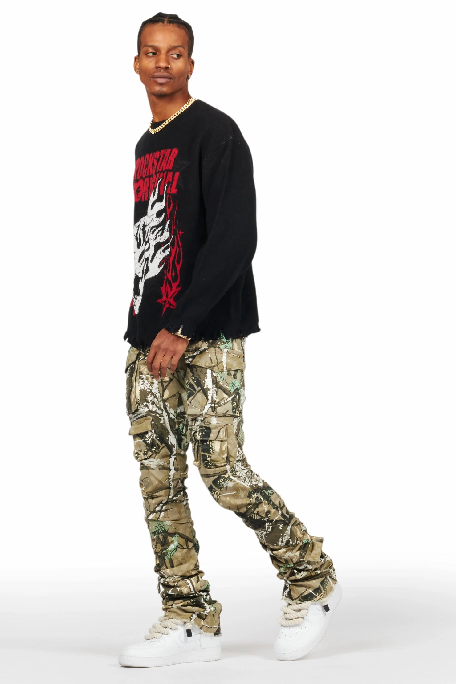 Gentry Tree Camo Stacked Flare Jean