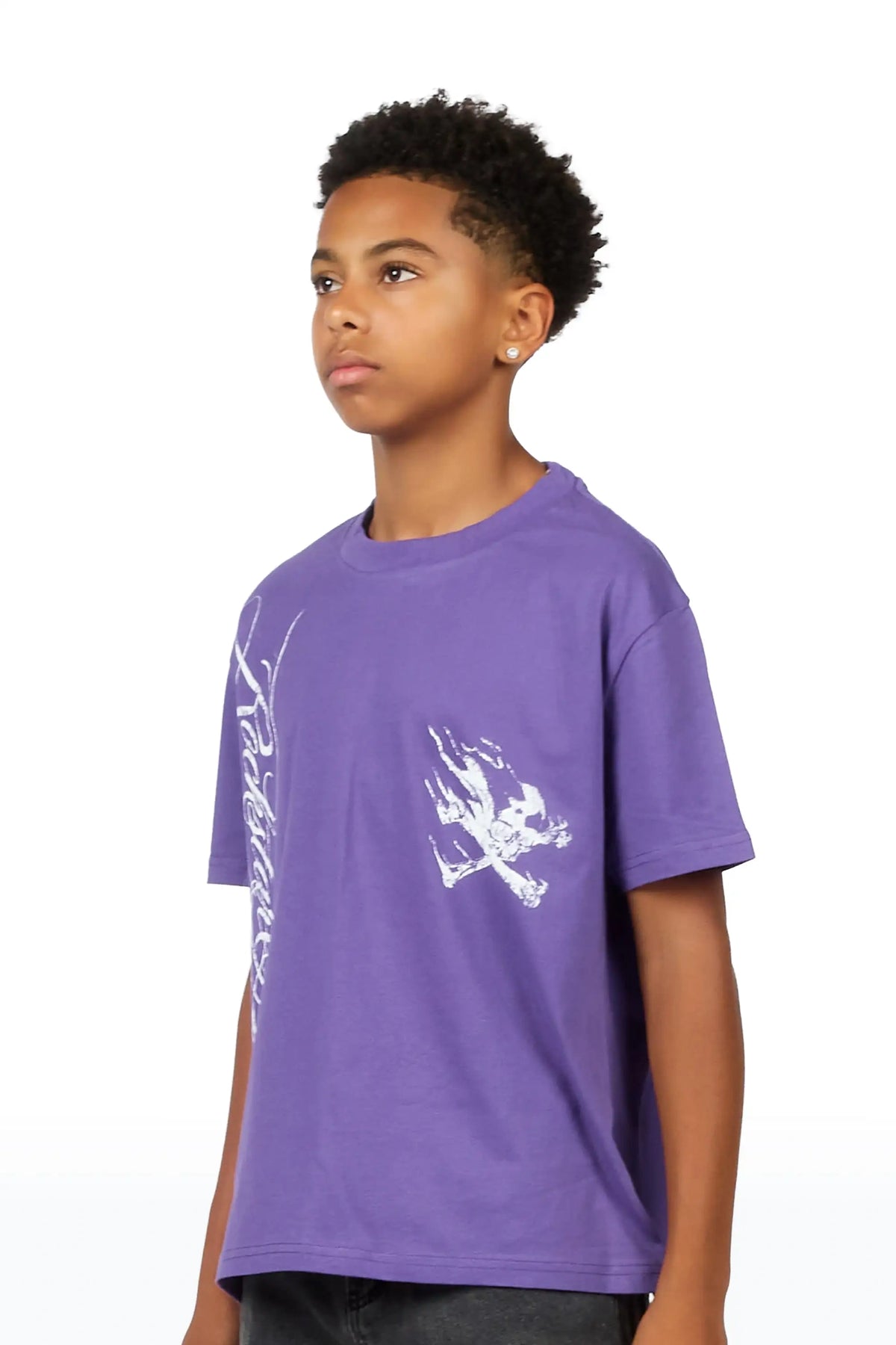 Boys Cobain Purple/White Graphic T-Shirt