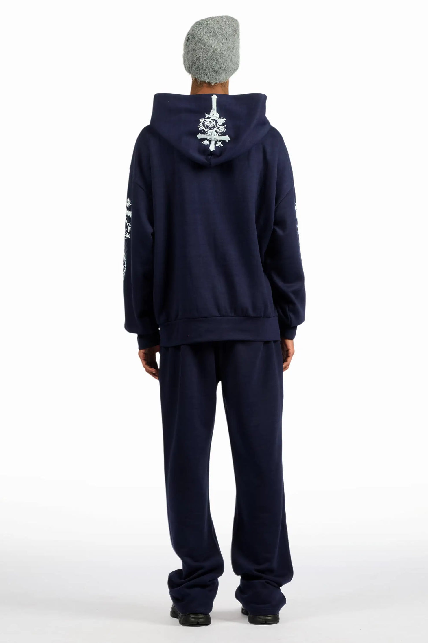 Blasted Navy/White Hoodie/Baggy Pant Track Set