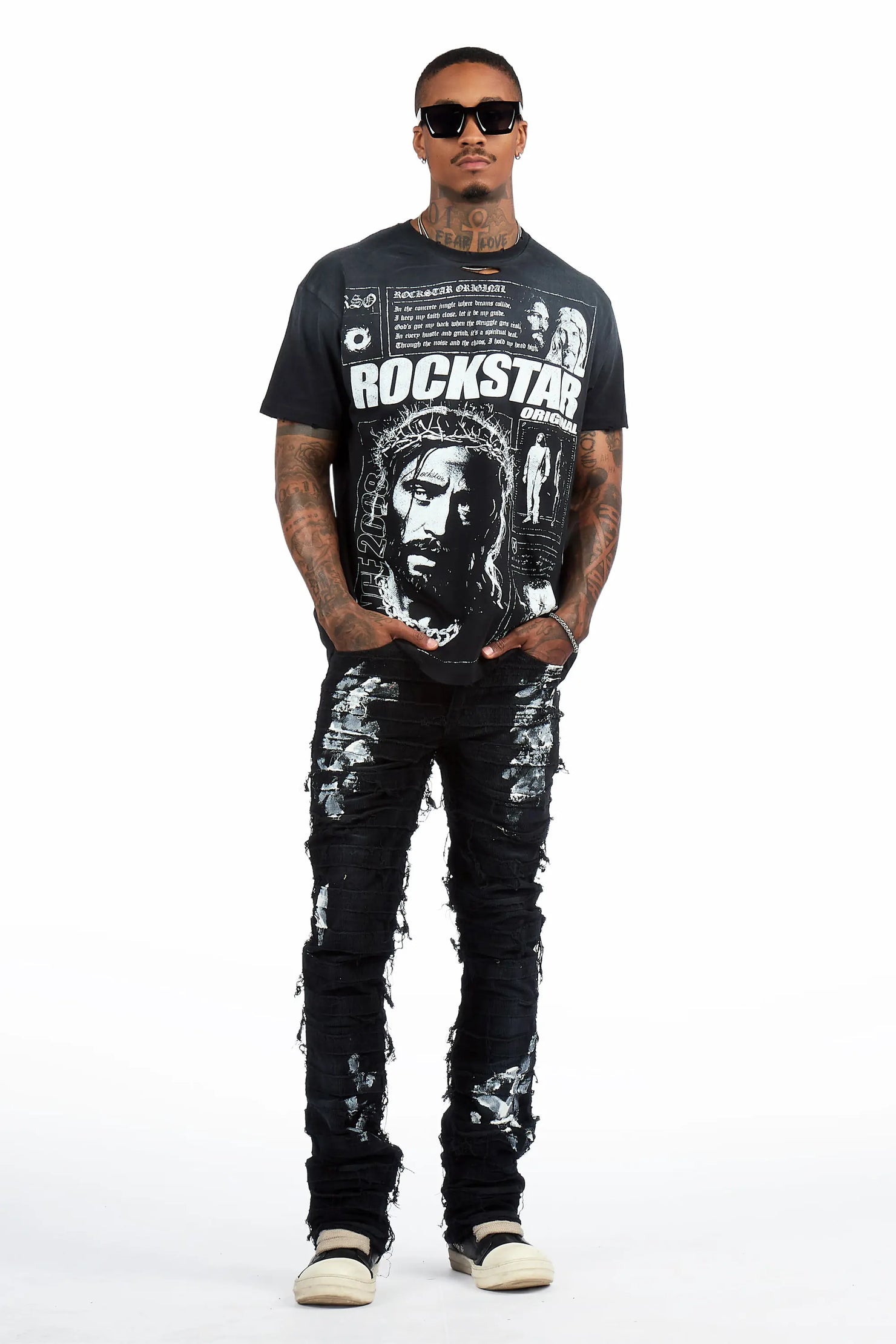 Garson Black Painter Stacked Flare Corduroy Pant