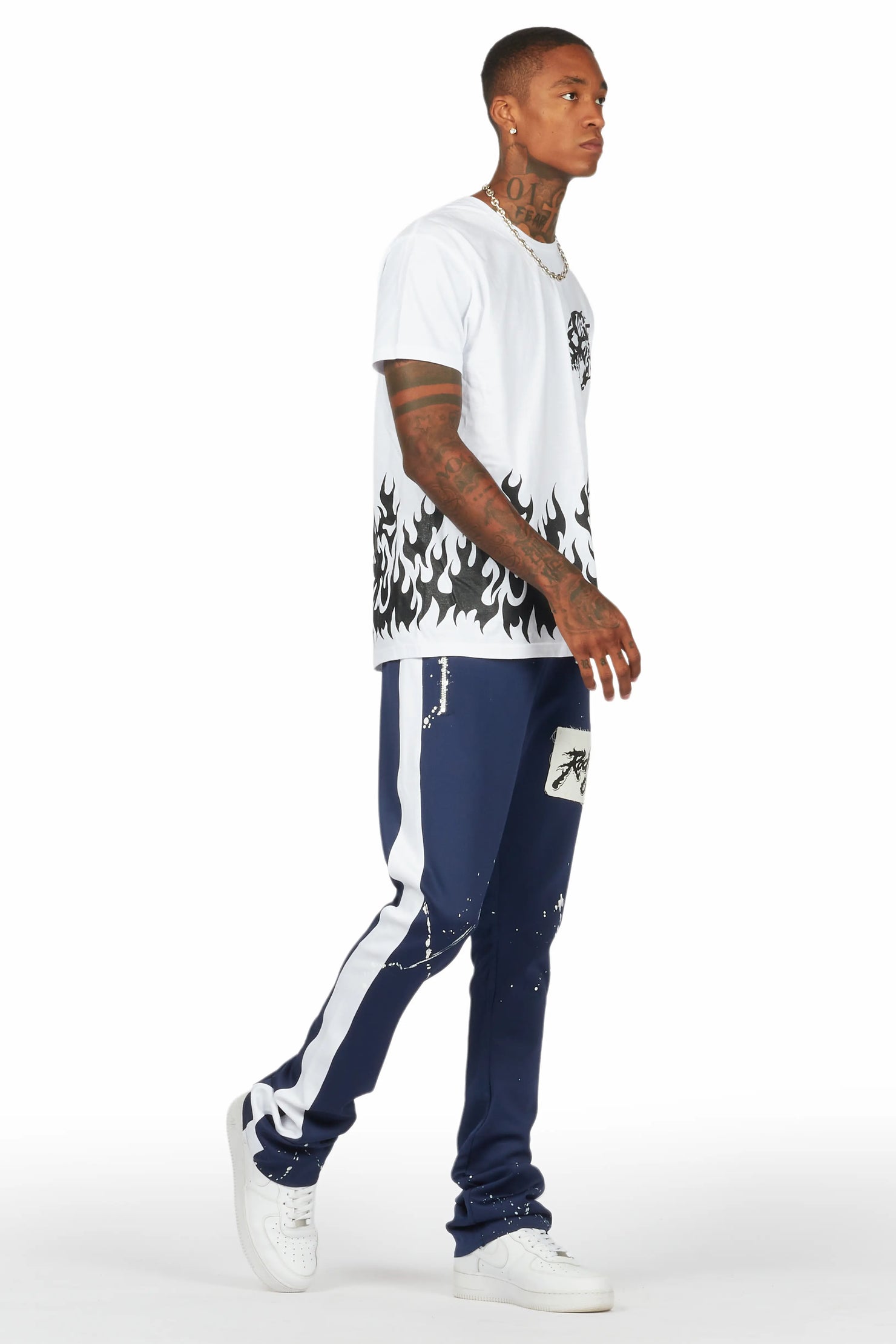 Bubble White/Navy T-Shirt/Stacked Flare Track Set