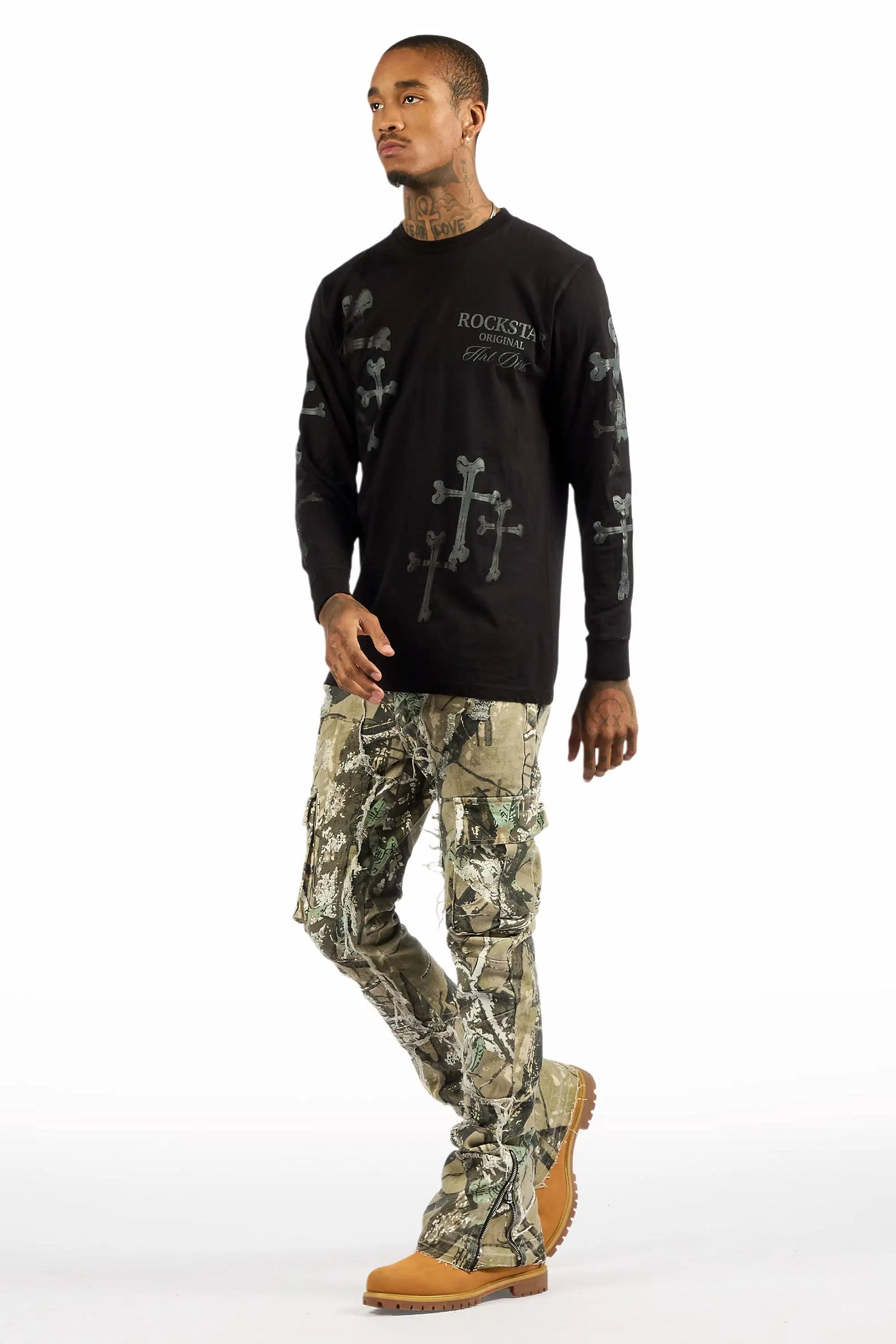 Aftermath Tree Camo Stacked Flare Jean