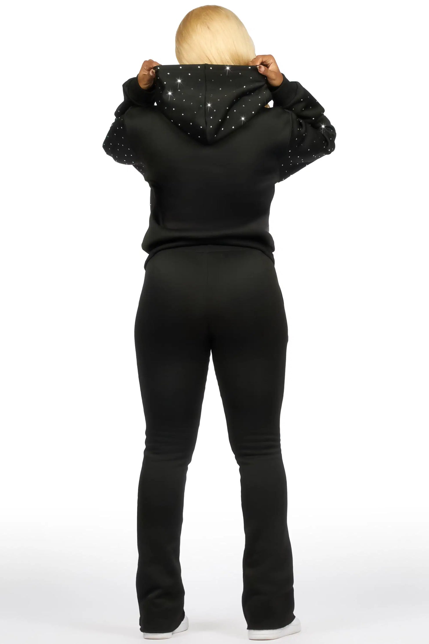 Shamoney Black Rhinestone Stacked Track Set