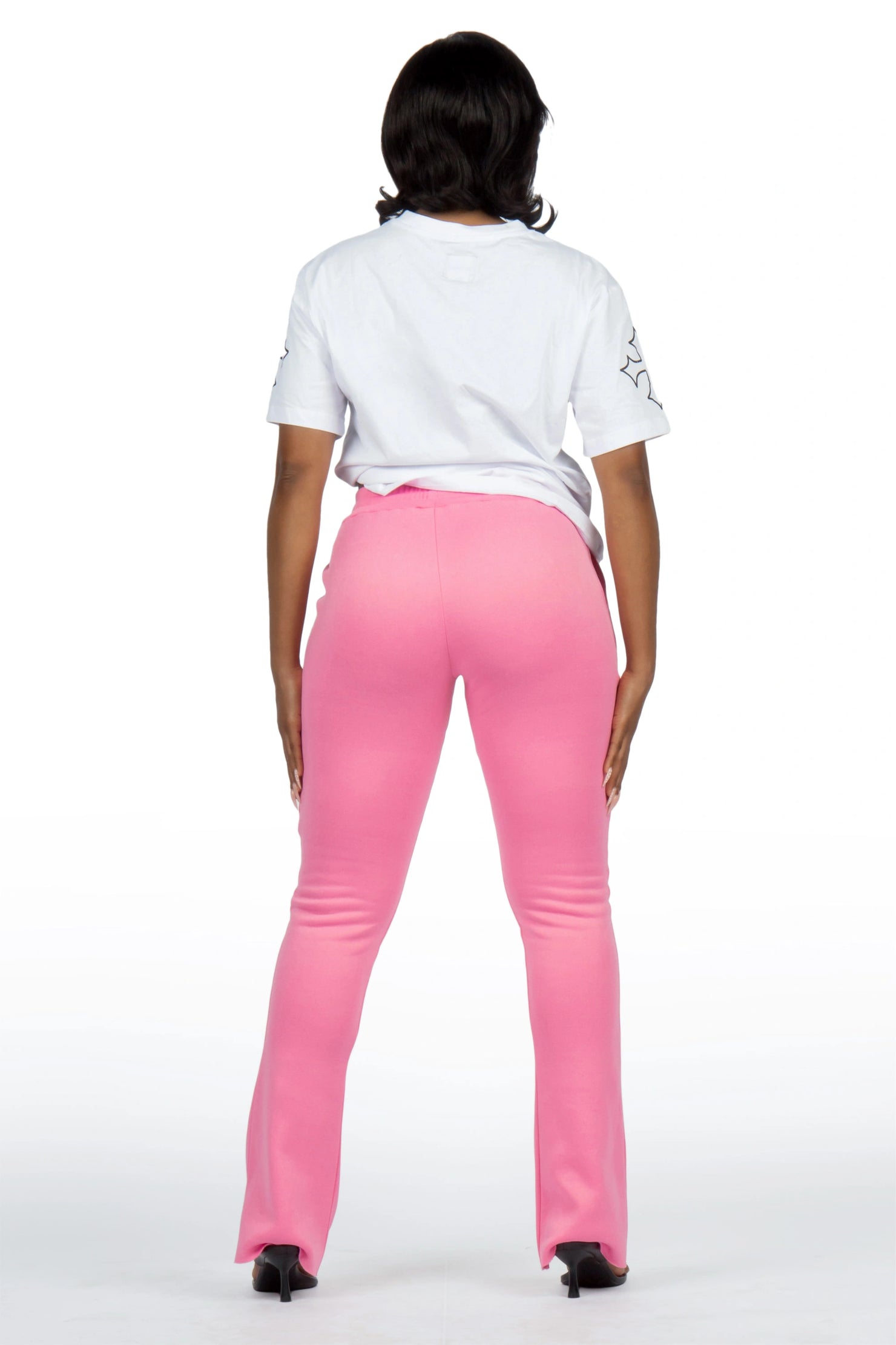 Deshunique White/Pink T-Shirt Stacked Track Set