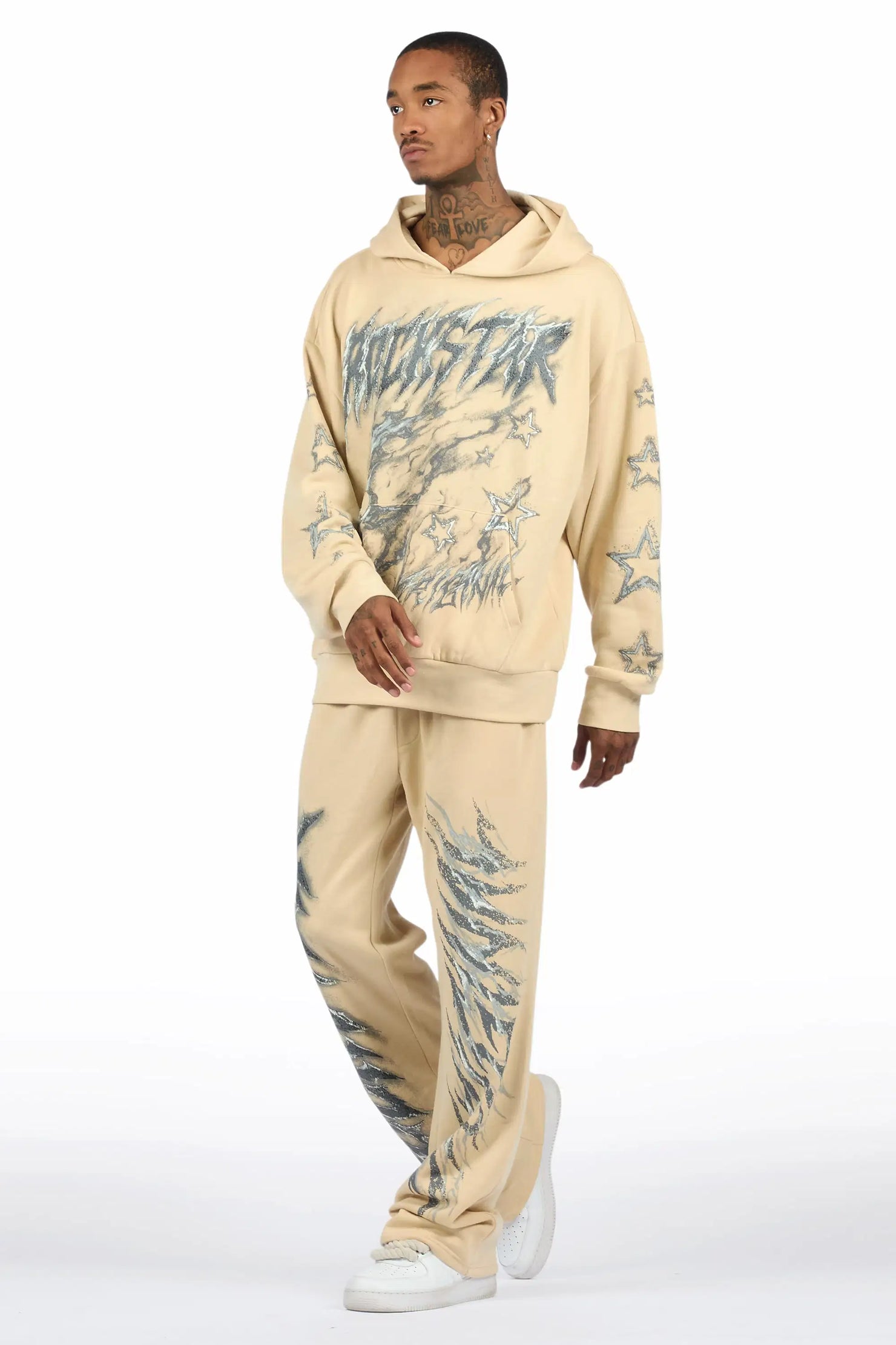 Jantra Beige Hoodie/Baggy Pant Track Set