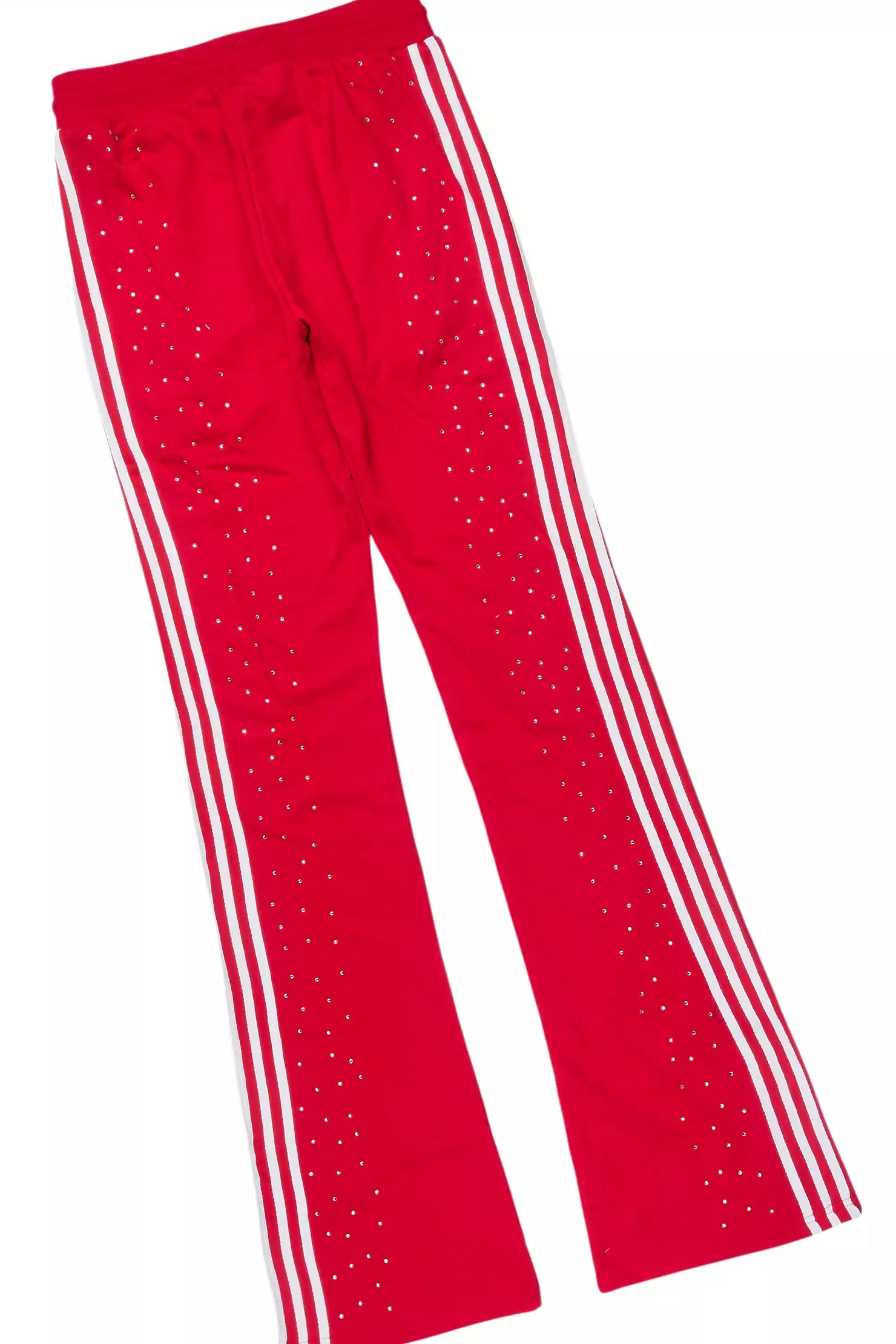 Tylla Red Rhinestone T-Shirt/Baggy Stacked Track Set