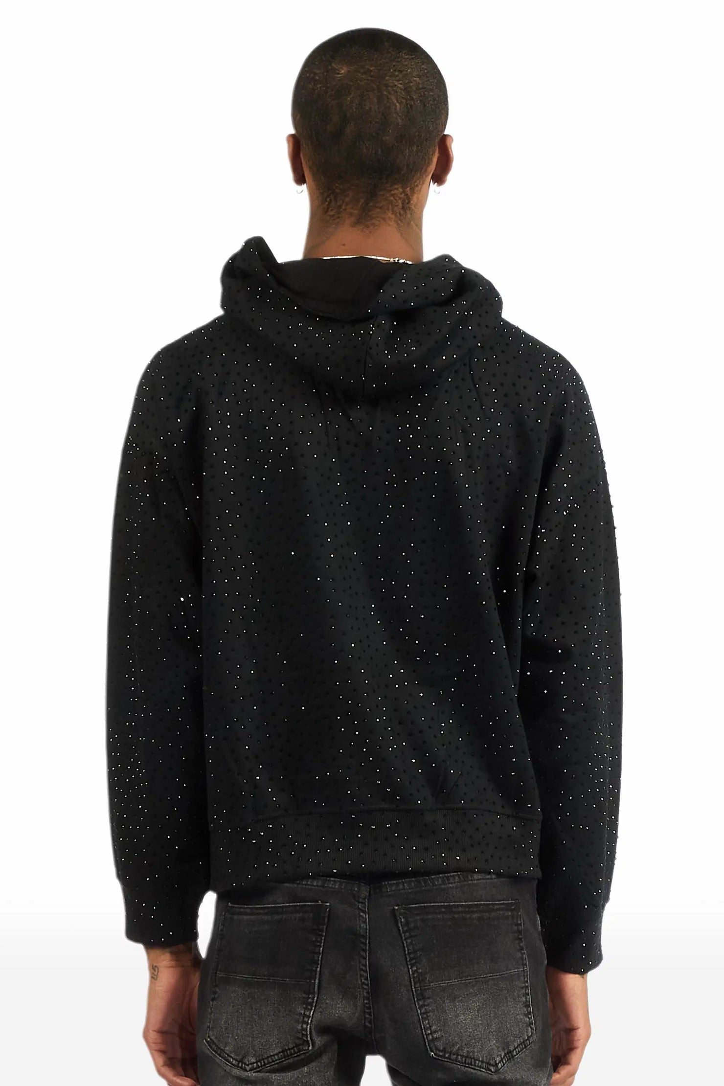 Crystiq Black/Black Rhinestone Oversized Hoodie