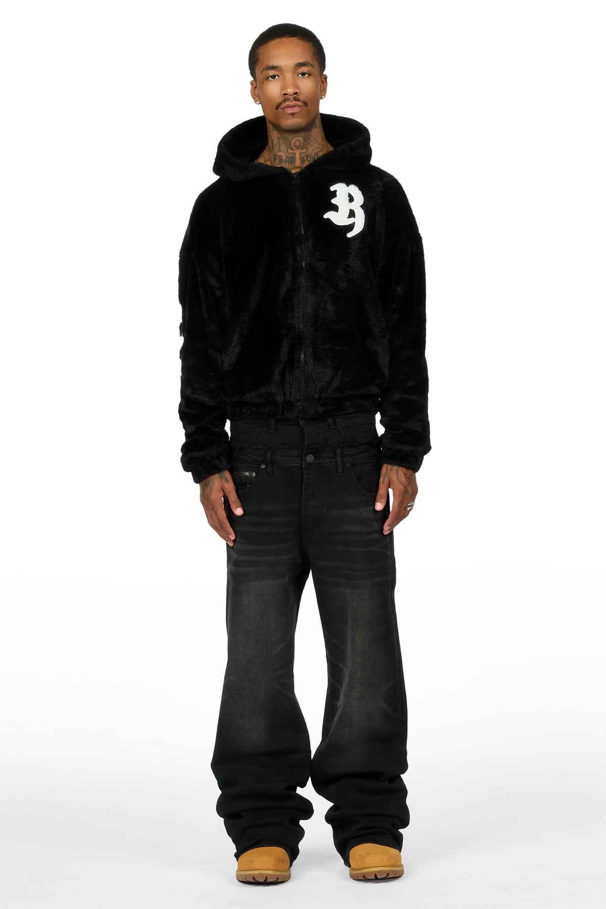 Silo Jet Black Double Waisted Baggy Fit Jean