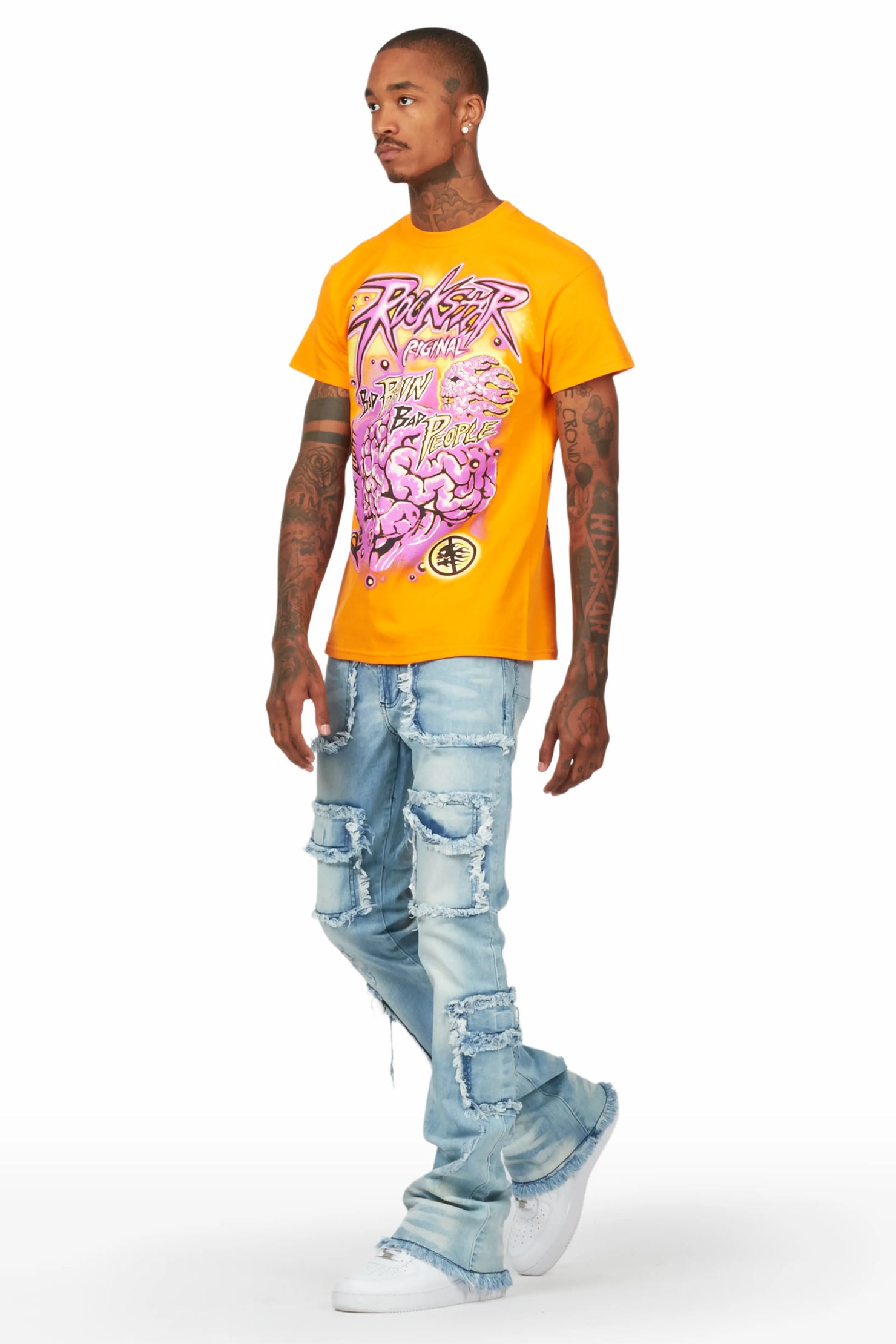 Savino Blue Stacked Flare Cargo Jean