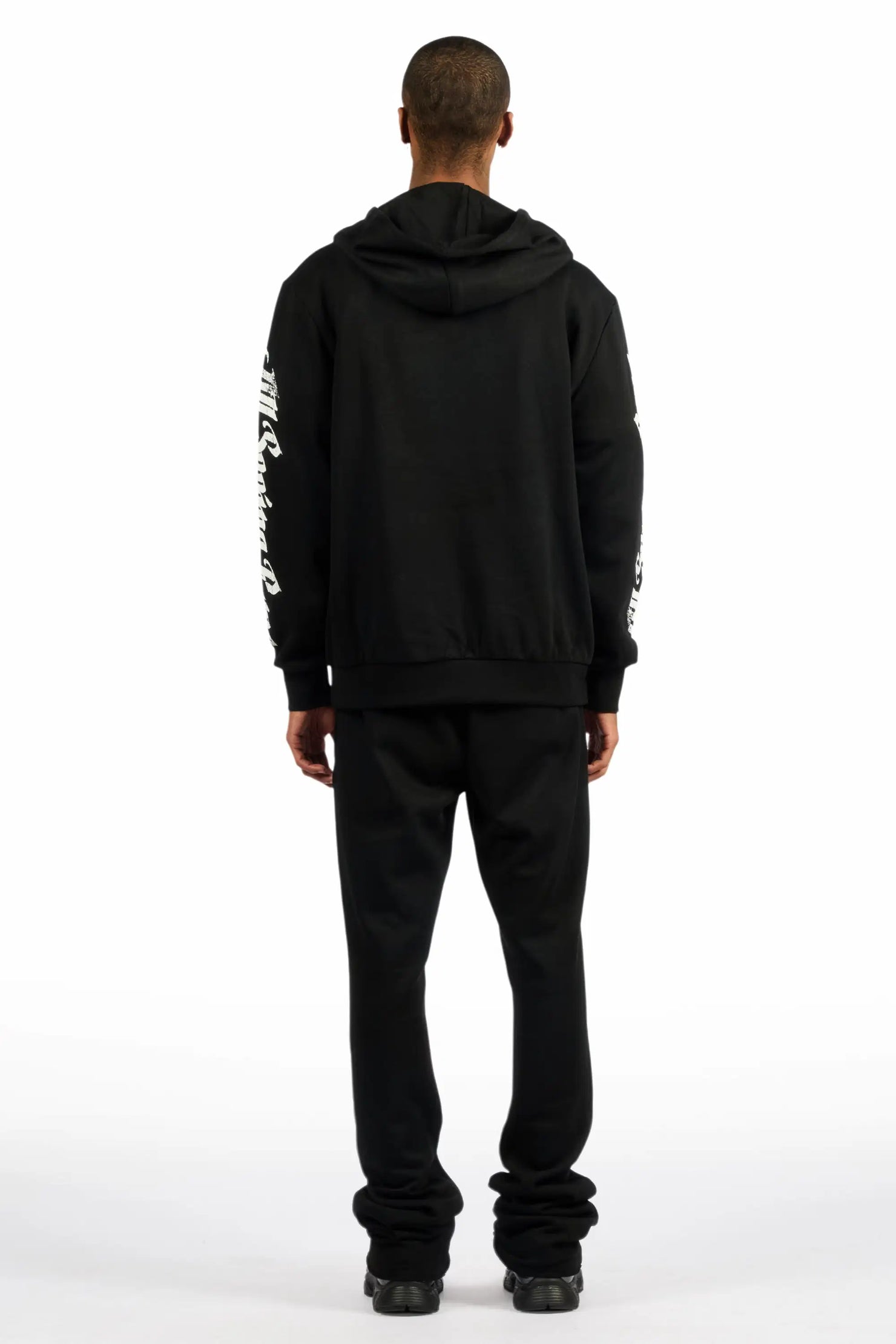 All Seeing Eyes Black Stacked Flare Track Pant Set