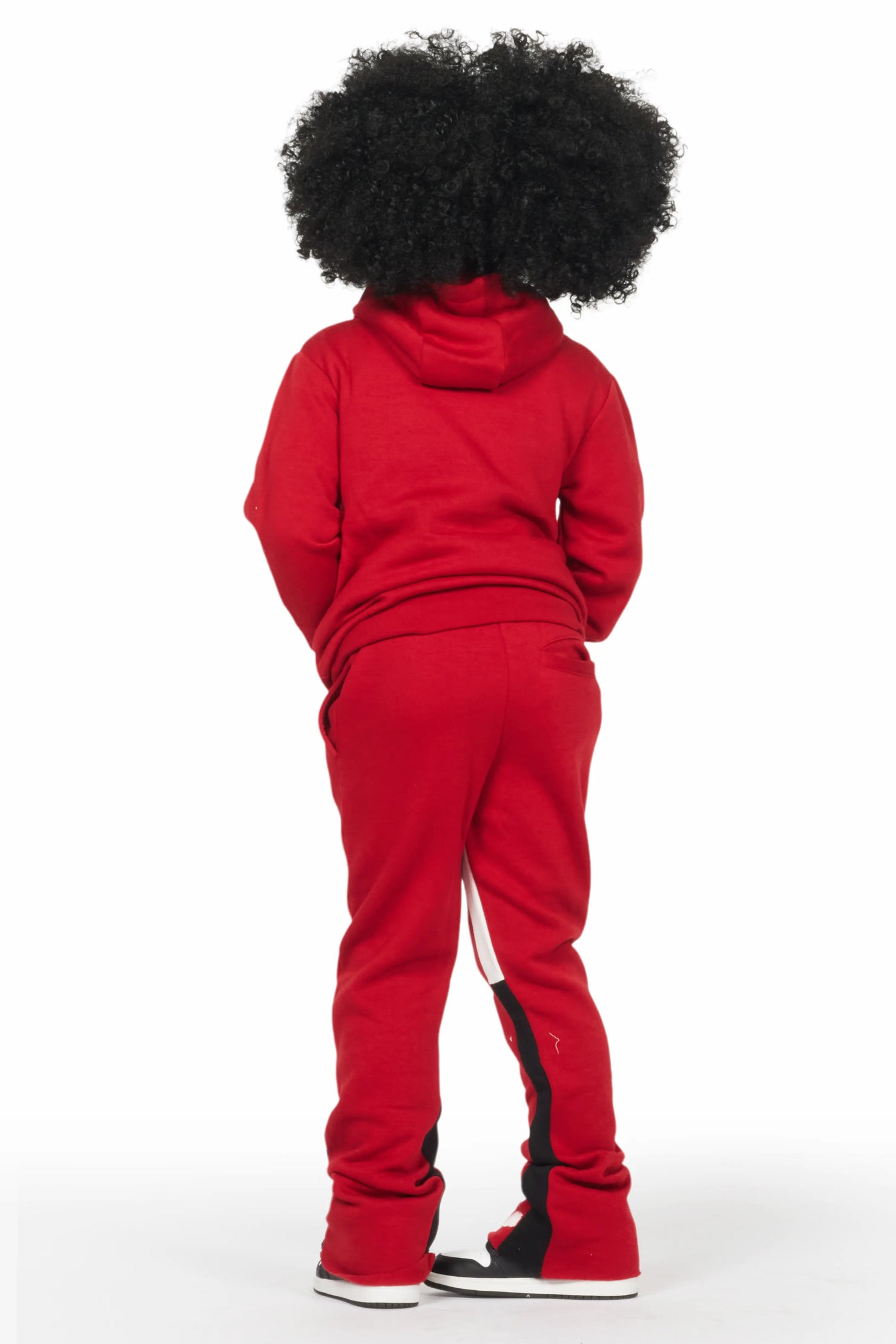 Girls Harlow Burgundy Hoodie Stacked Flare Track Set