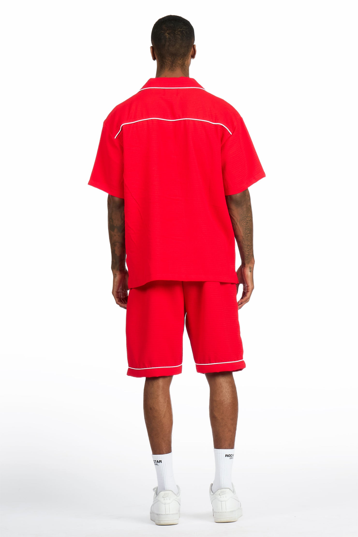 Clarence Red Button Down Shirt/Short Set