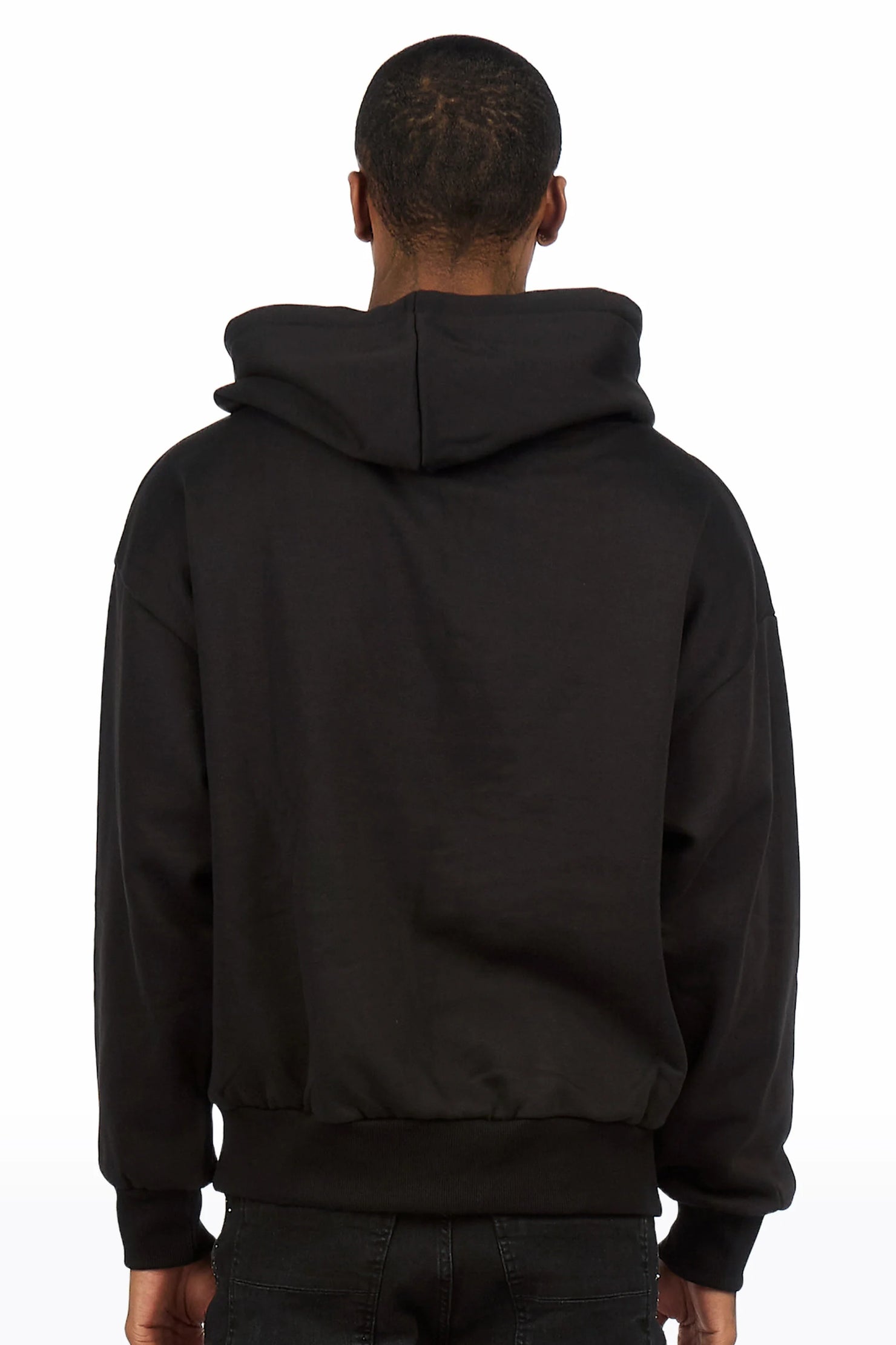 Drako Black Graphic Distressed Relaxed Hoodie